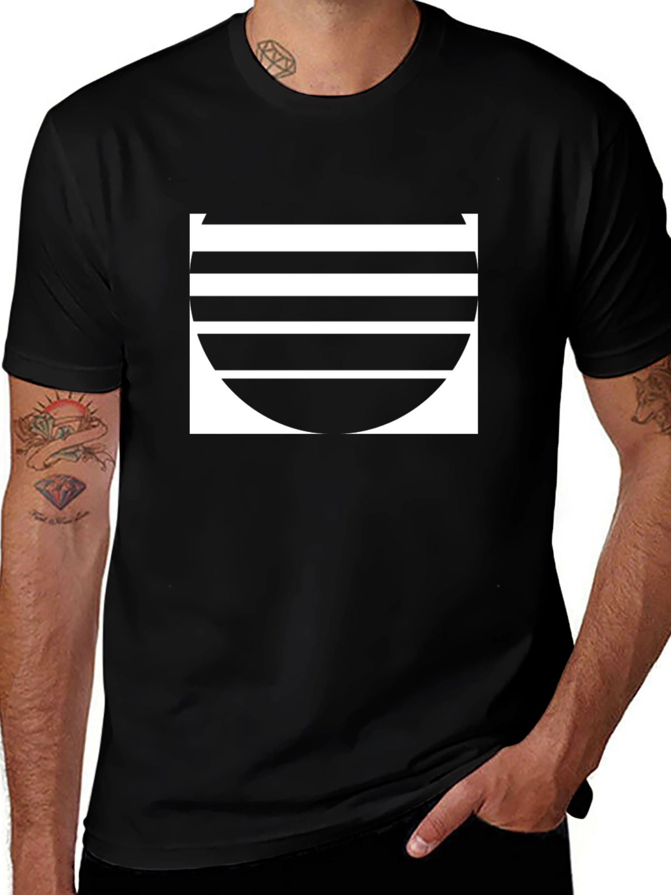 Variant 2 of Stripped Sunset Tee - Black