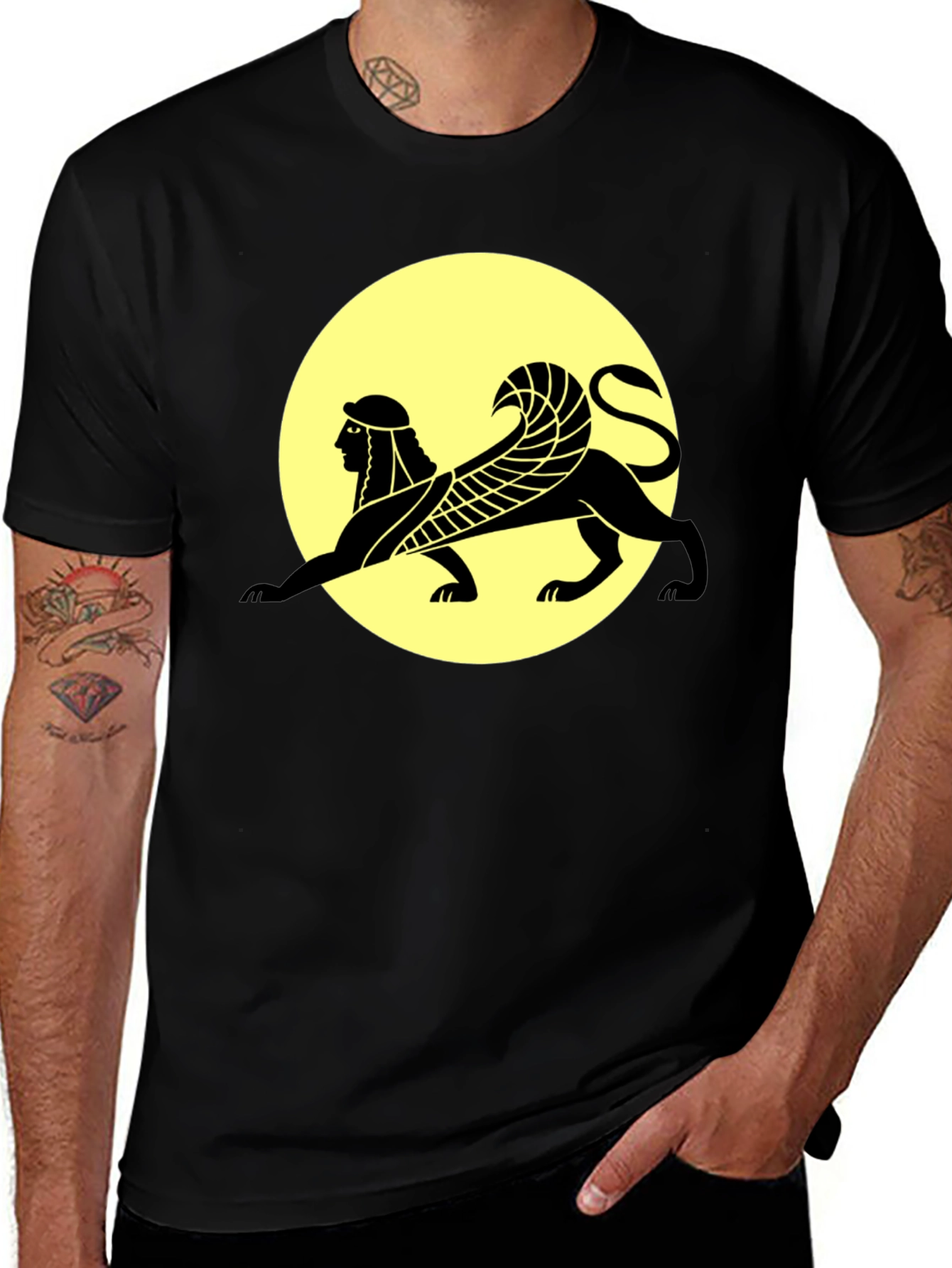 Sphinx Graphic Print Black T-Shirt