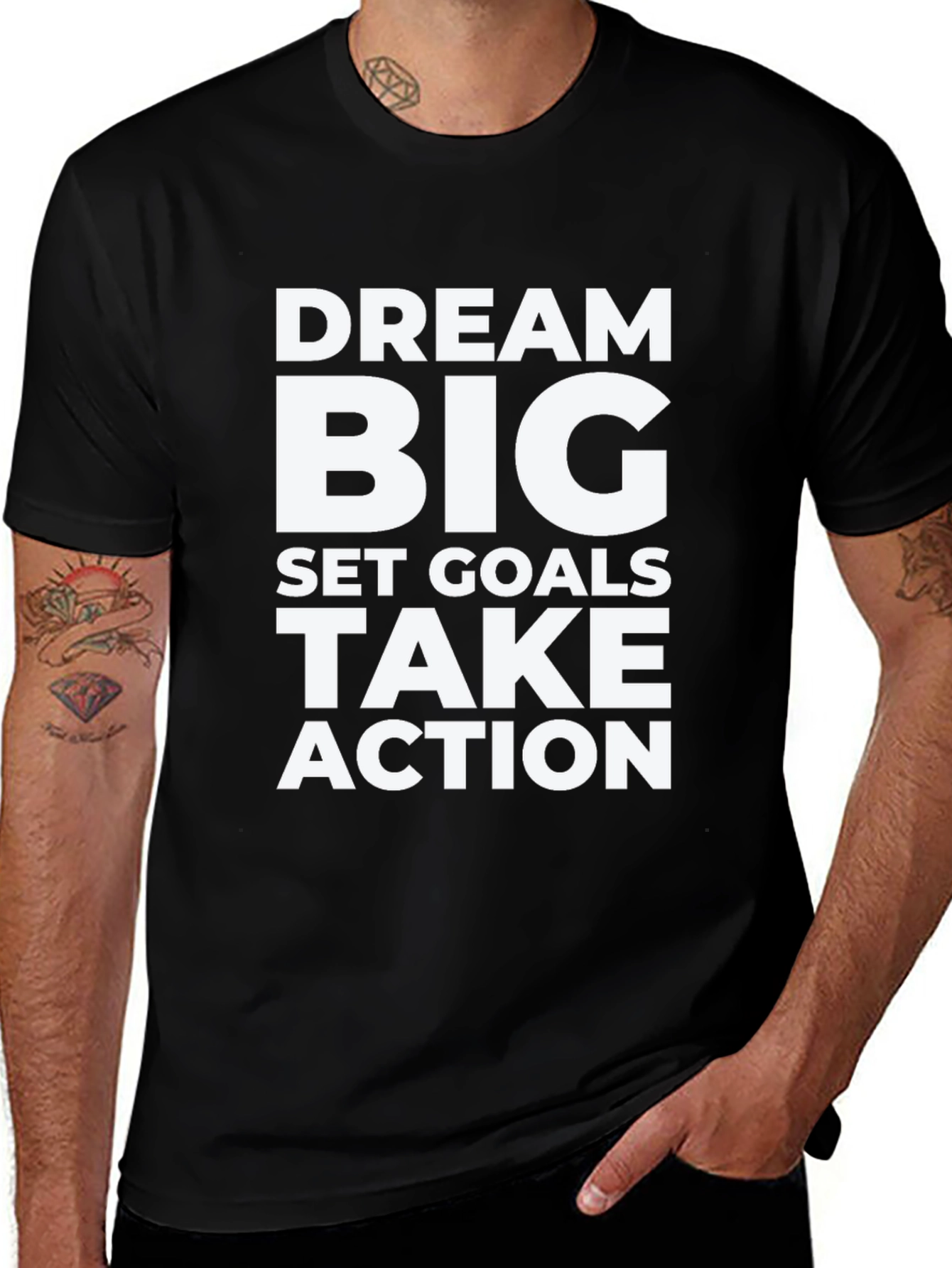Variant 29 of Dream Big Graphic Tee - Motivational Black T-Shirt