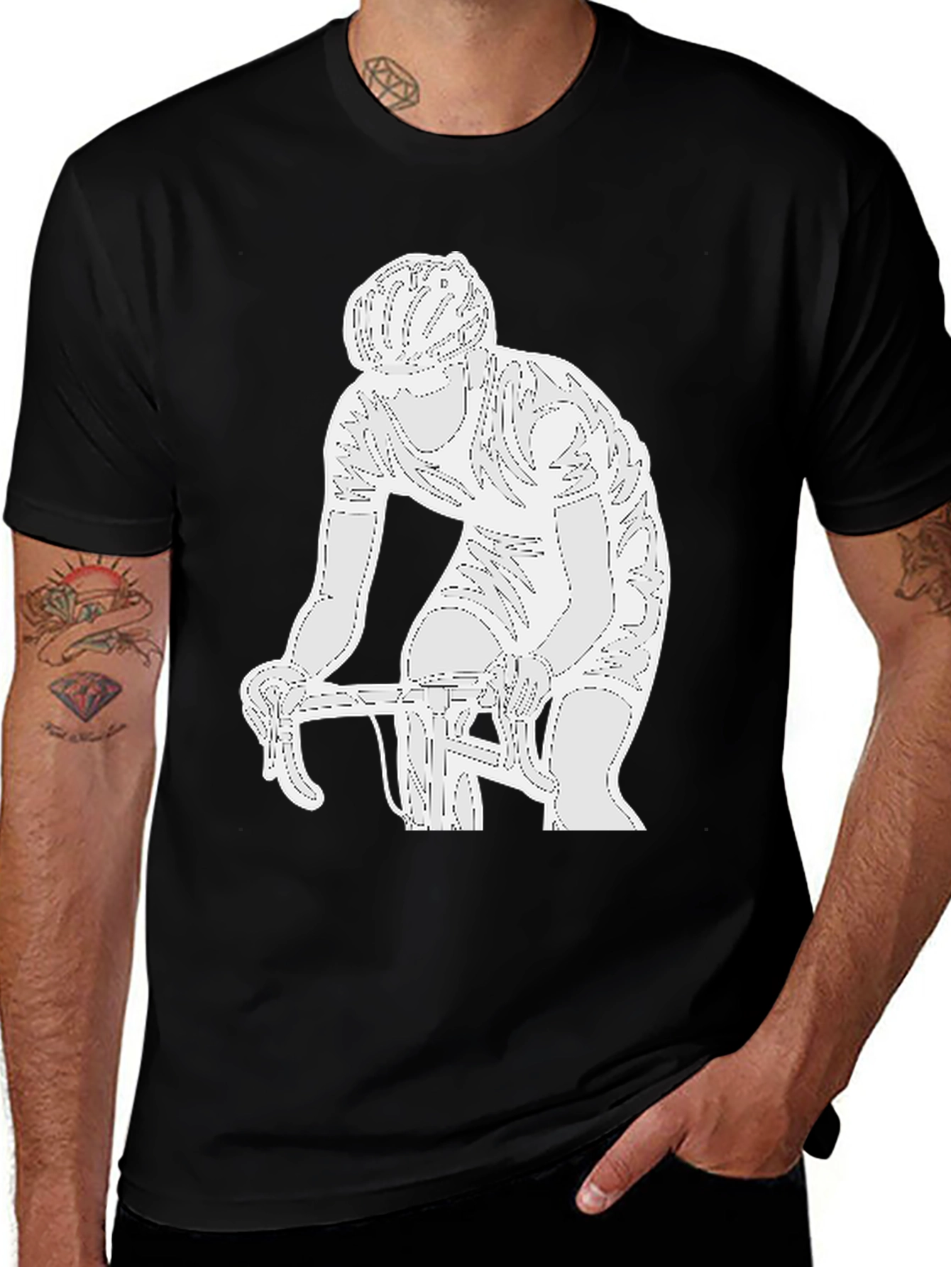 Variant 19 of Cyclist Graphic Tee - Black Cotton Blend