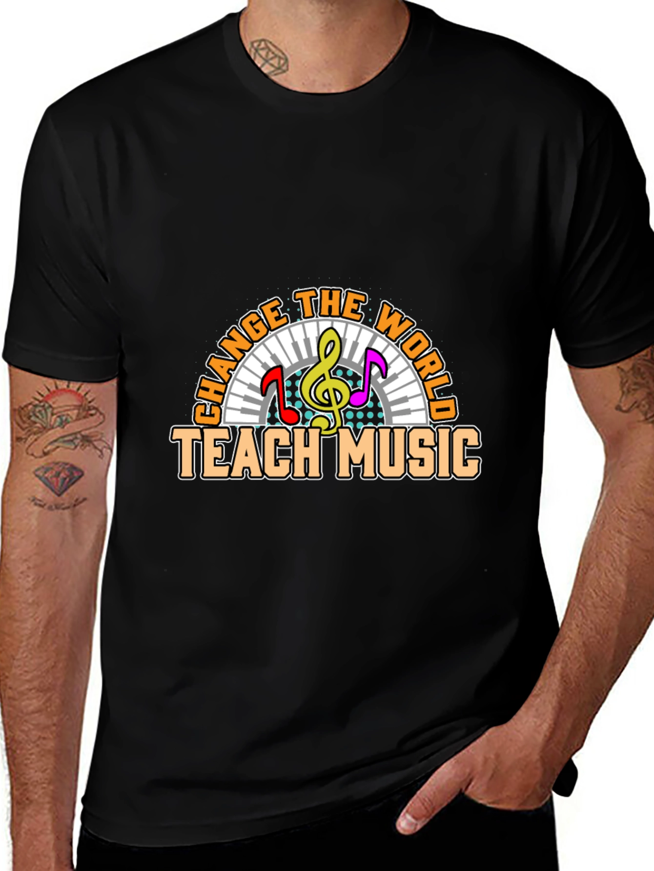 Black Change The World Teach Music T-Shirt main image