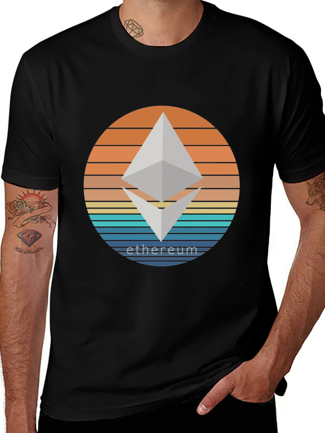 Ethereum Crypto T-Shirt - Vintage Sunset Design