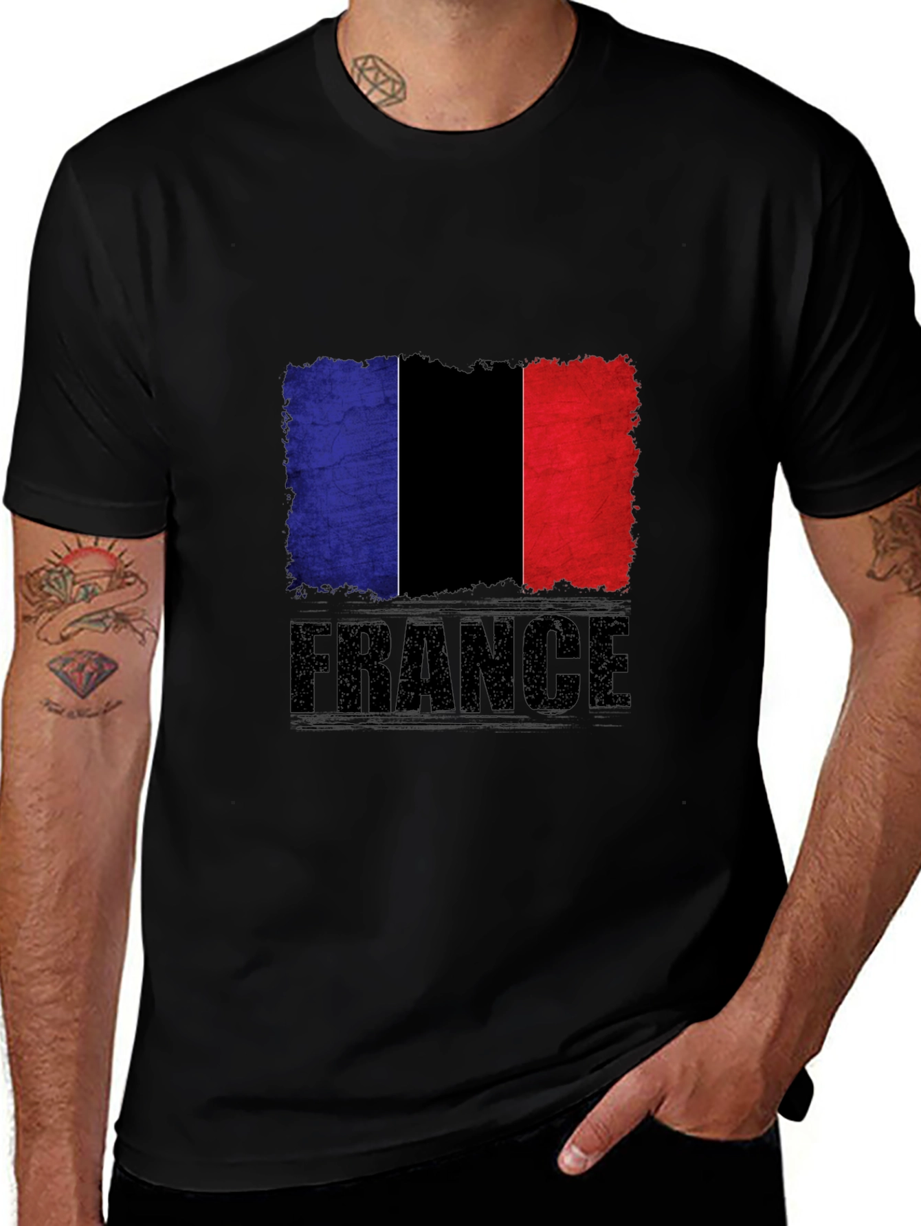 France Flag Graphic Tee - Black