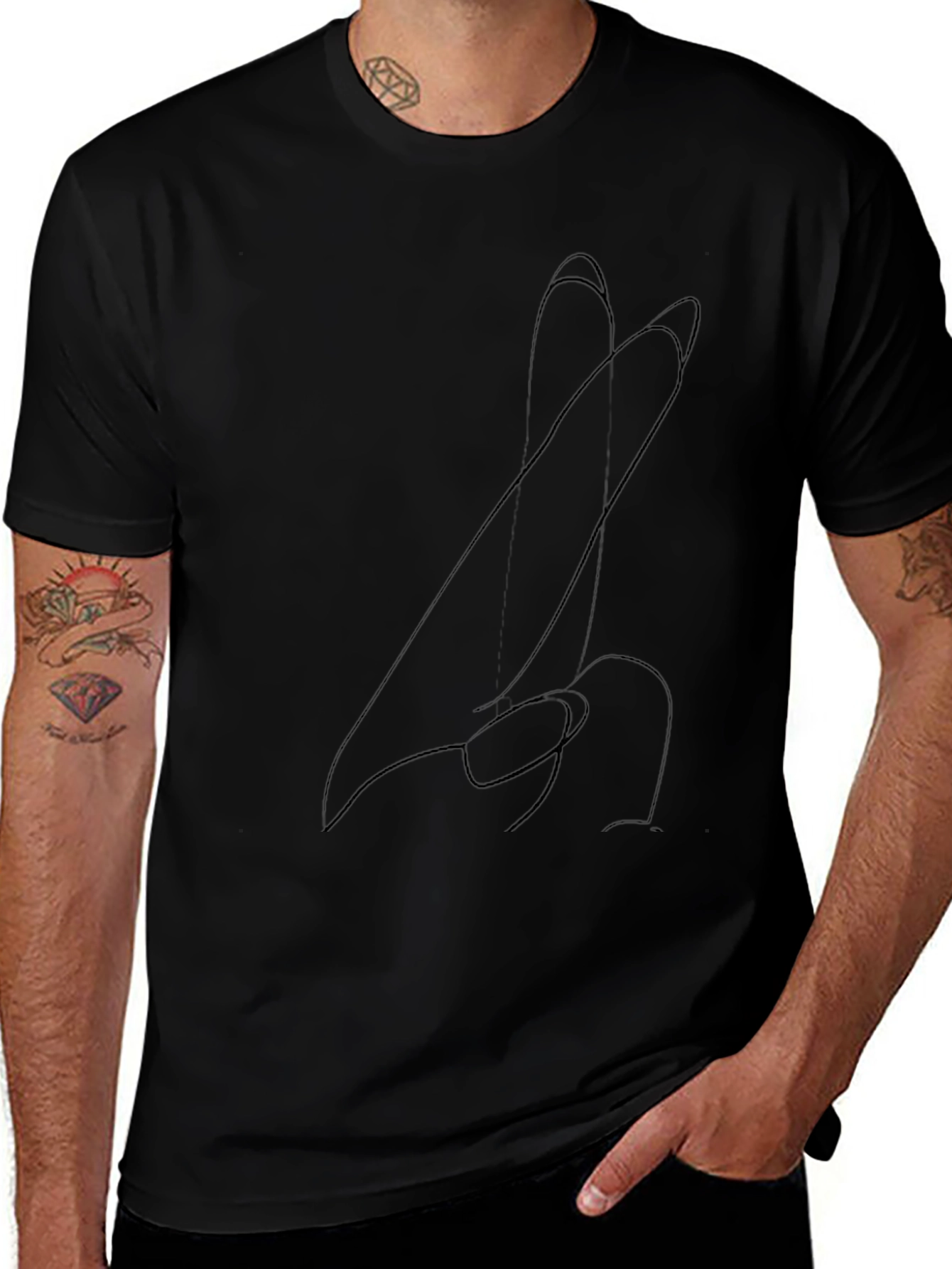 Variant 7 of Abstract Line Art Black T-Shirt for Men