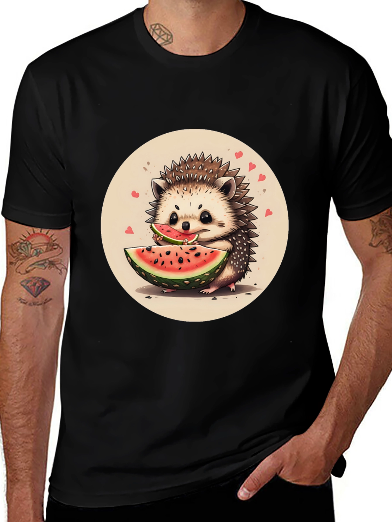 Variant 22 of Cute Hedgehog Watermelon Graphic Tee