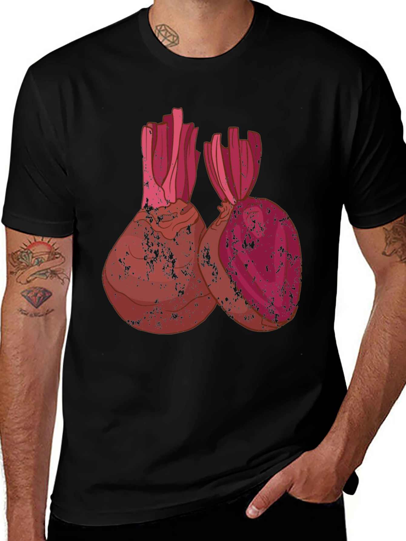 Variant 23 of Beet Root Graphic Tee - Black Unisex T-Shirt