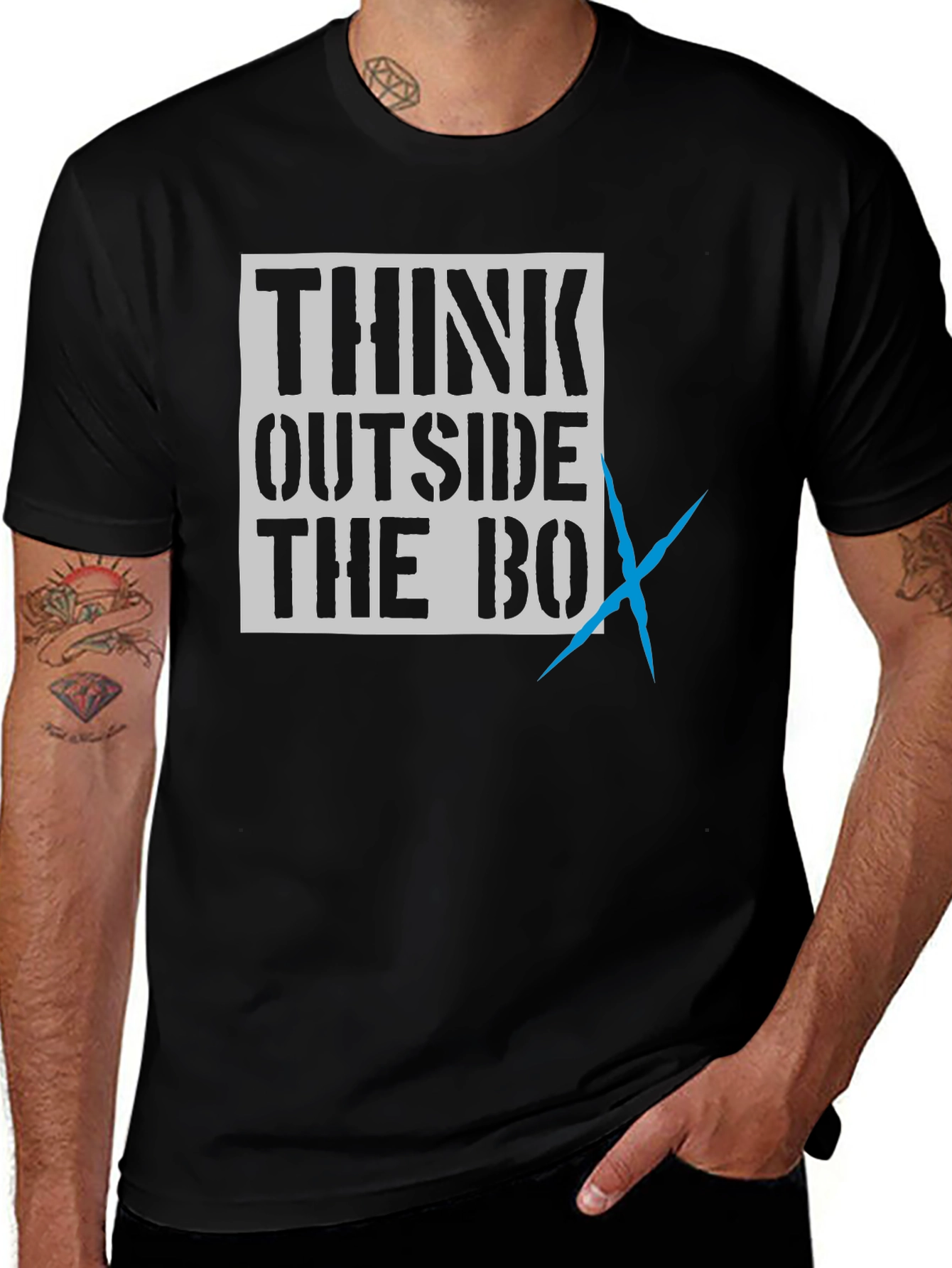 Think Outside the Box Black Graphic Tee