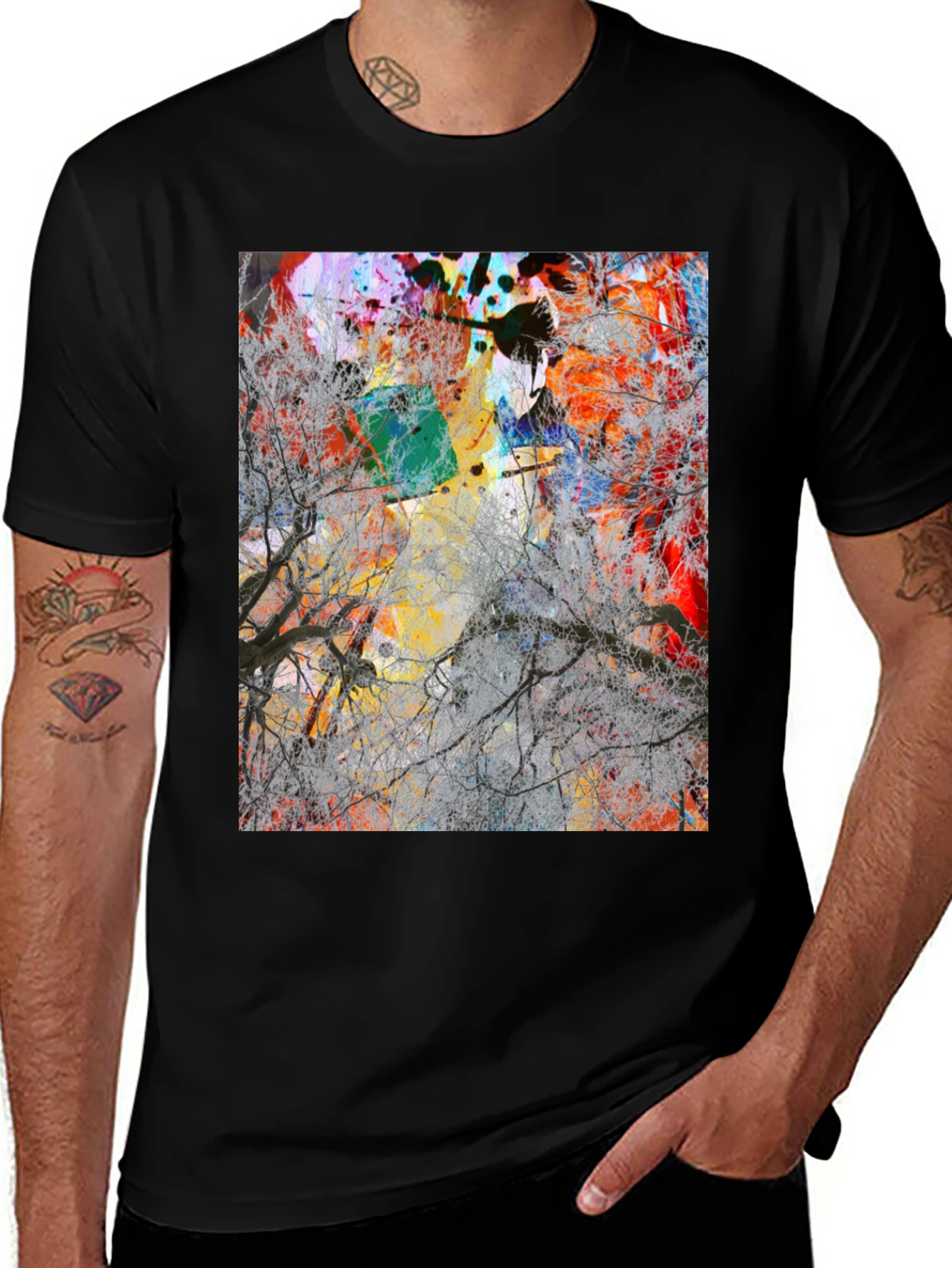 Variant 5 of Abstract Art Tree Graphic Tee - Black