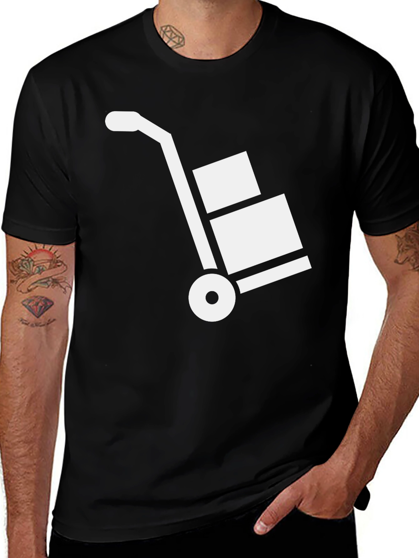 Black T-Shirt with Hand Truck Design