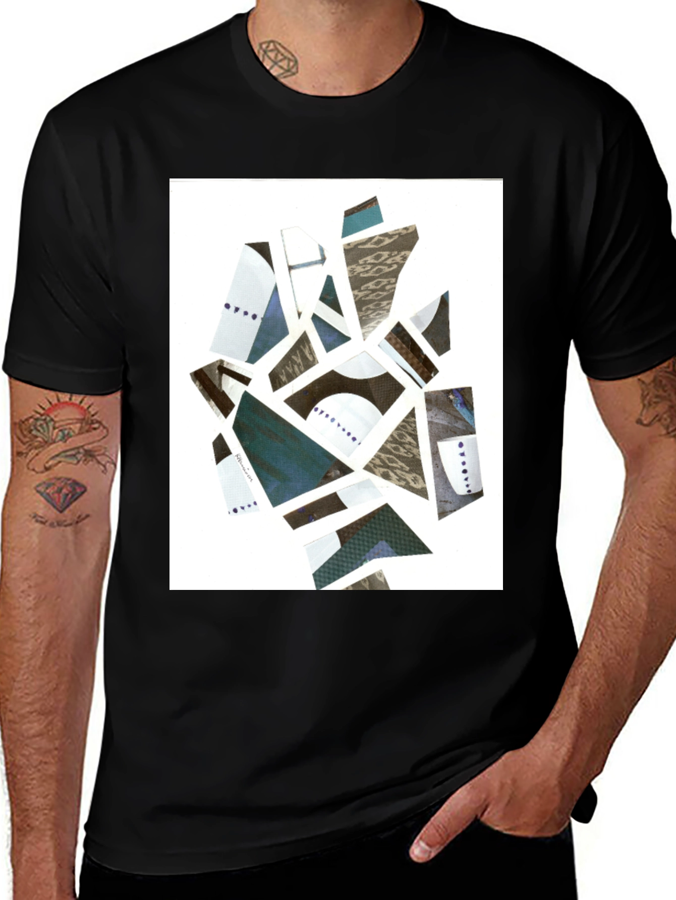 Variant 30 of Abstract Geometric Collage Tee - Modern Art Shirt