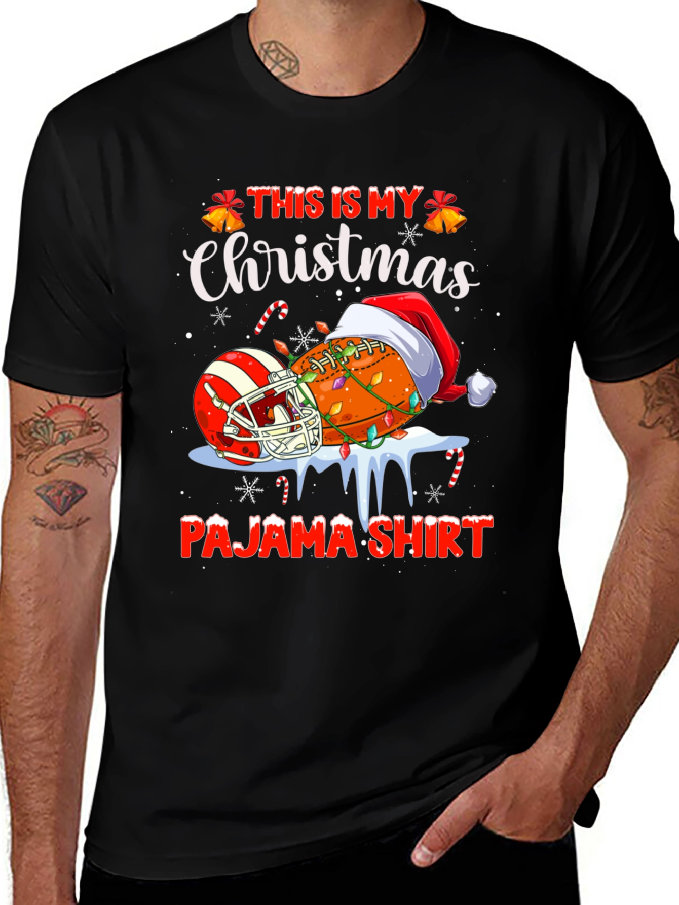 Christmas Football Pajama Shirt - Festive Holiday Tee