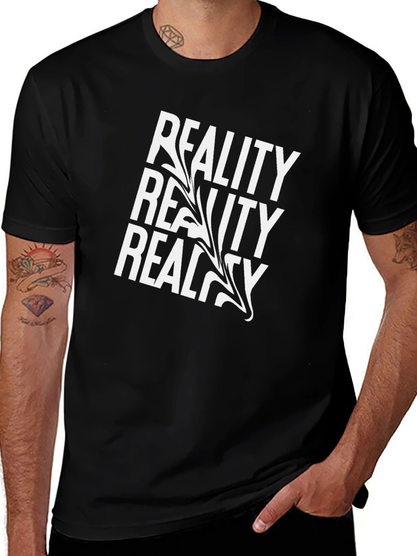 Variant 9 of Reality Black Graphic Tee Shirt for Men