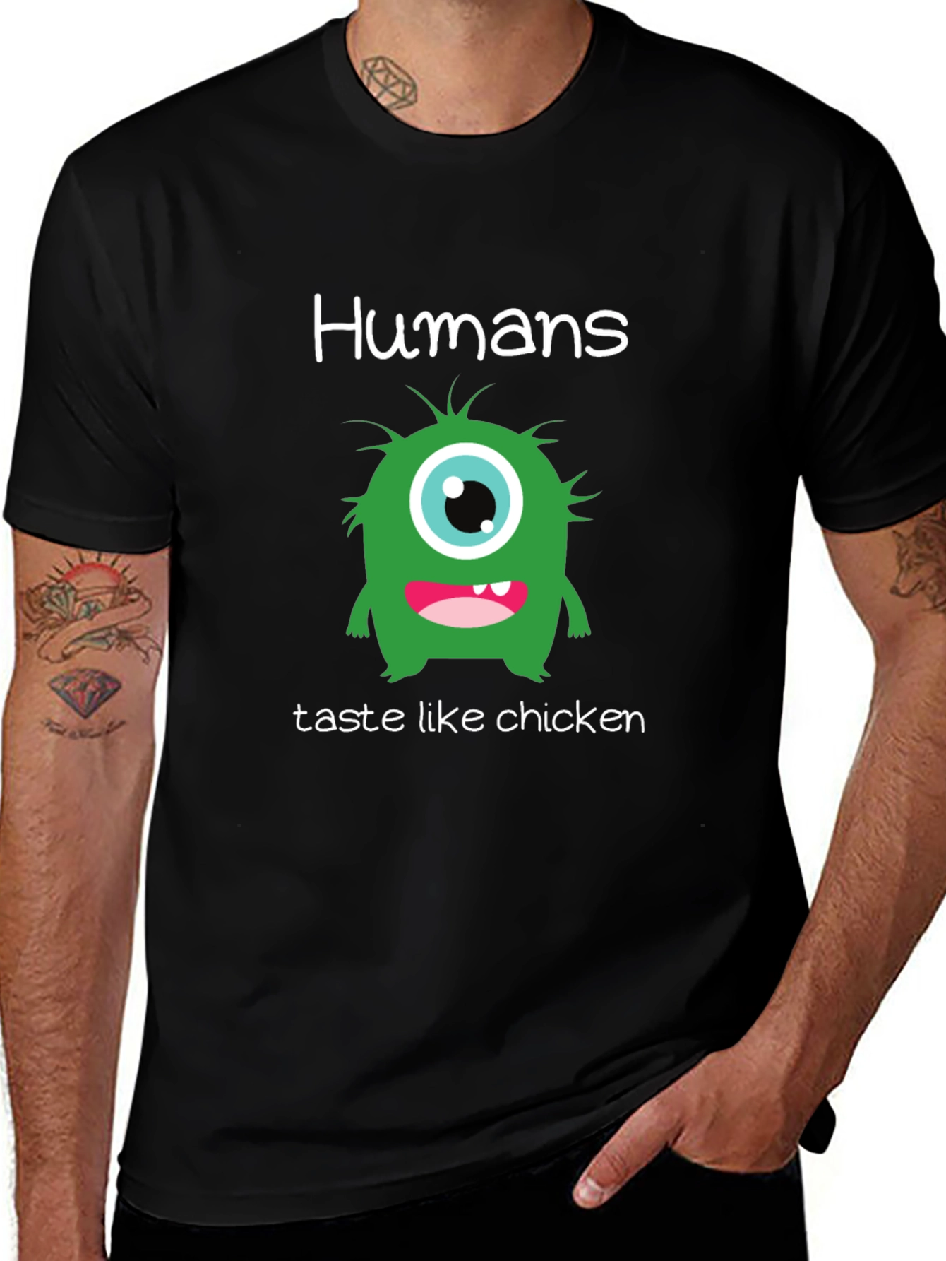 Variant 12 of Humans Taste Like Chicken T-Shirt - Funny Monster Tee