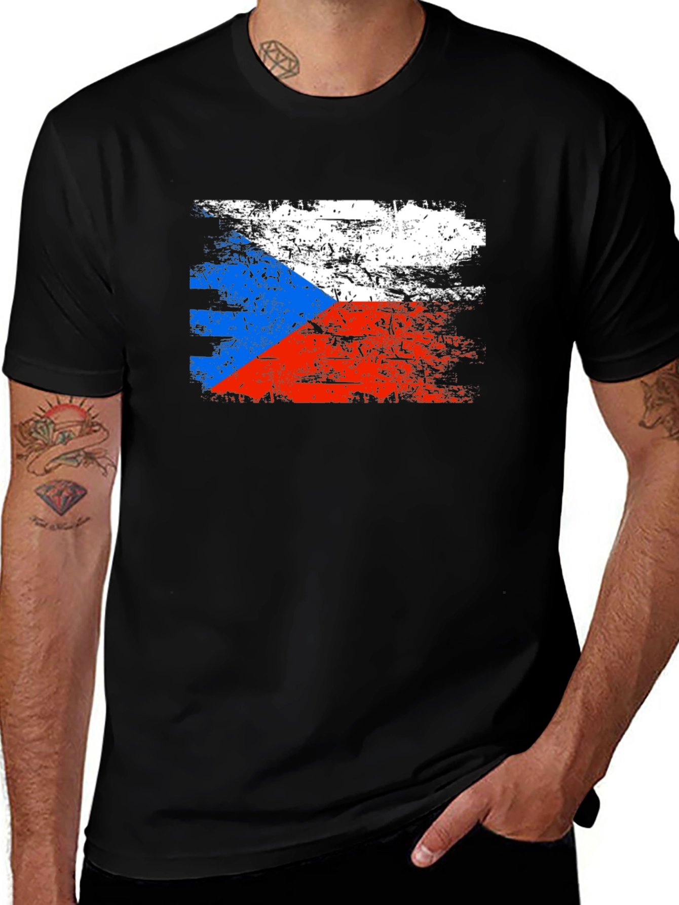Czech Republic Flag T-Shirt - Distressed Patriotic Tee