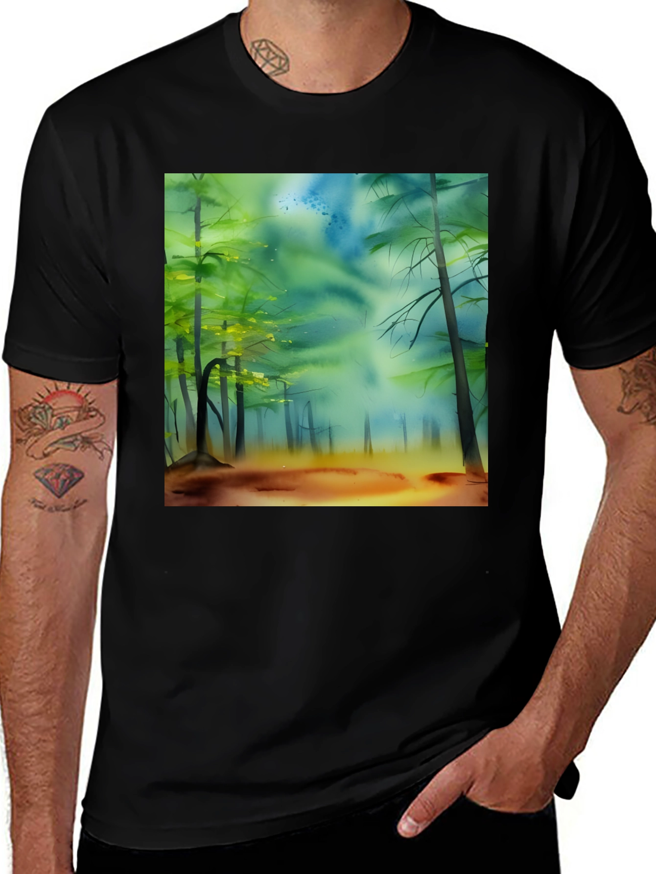 Variant 8 of Watercolor Forest Graphic T-Shirt