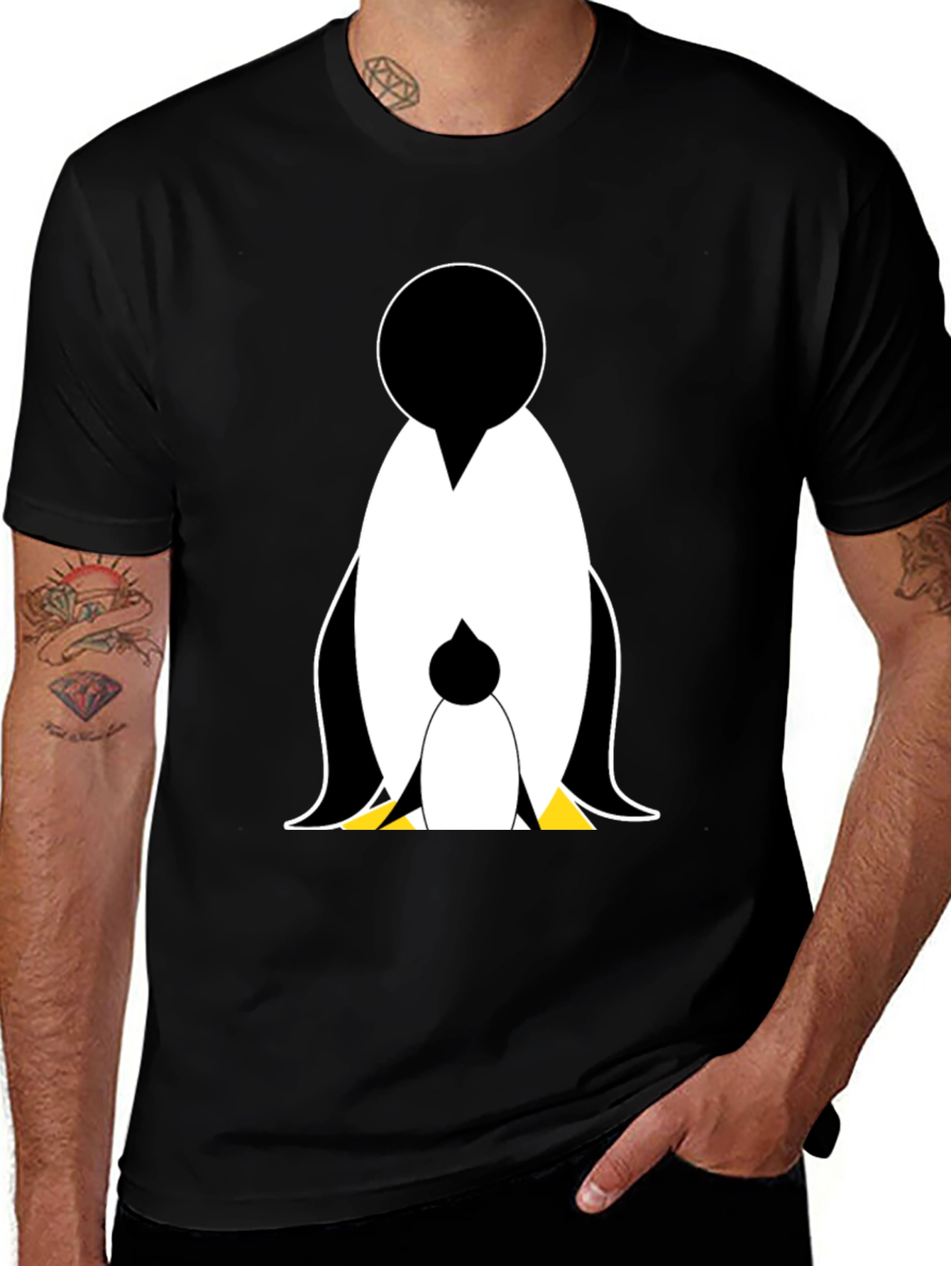 Variant 2 of Penguin Graphic Tee - Black Cotton Casual Wear