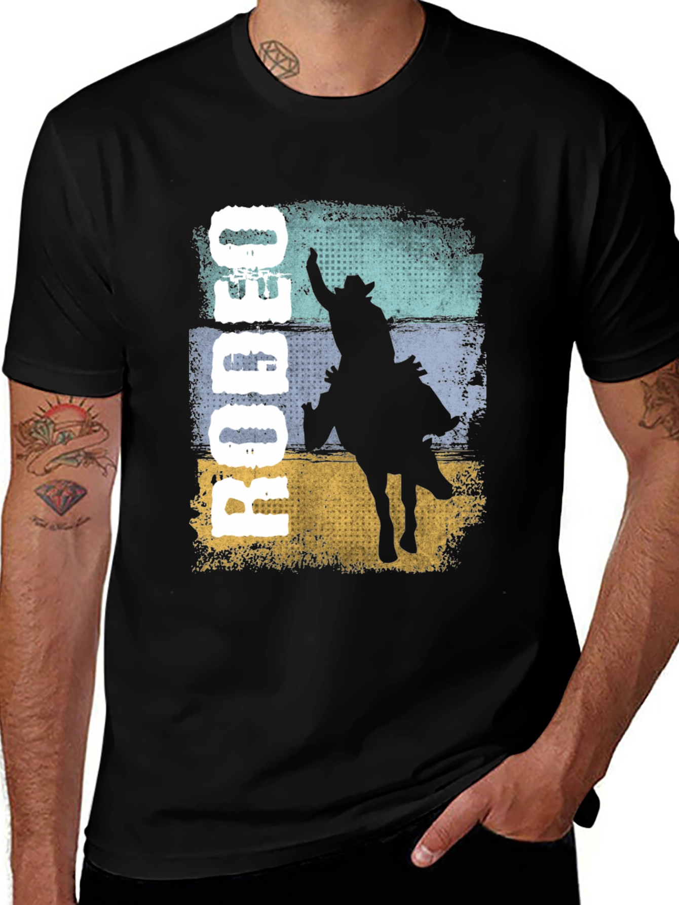 Variant 17 of Rodeo Graphic Tee - Cowboy Riding T-Shirt