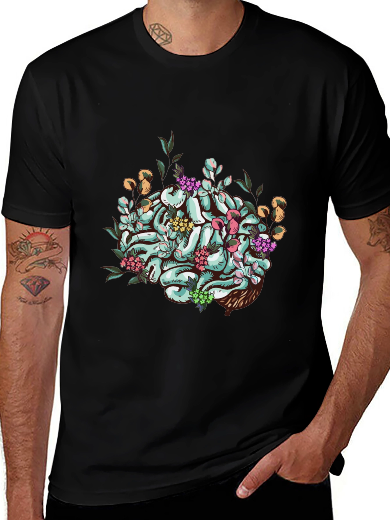 Variant 19 of Floral Brain Graphic Tee - Unique Unisex T-Shirt