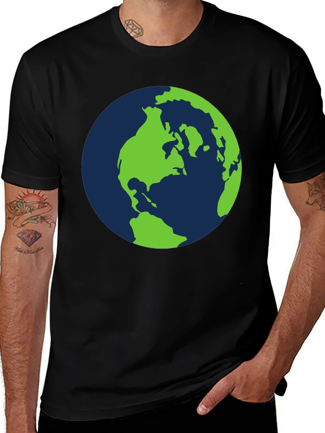 Variant 11 of Earth Graphic T-Shirt - Black Cotton Tee