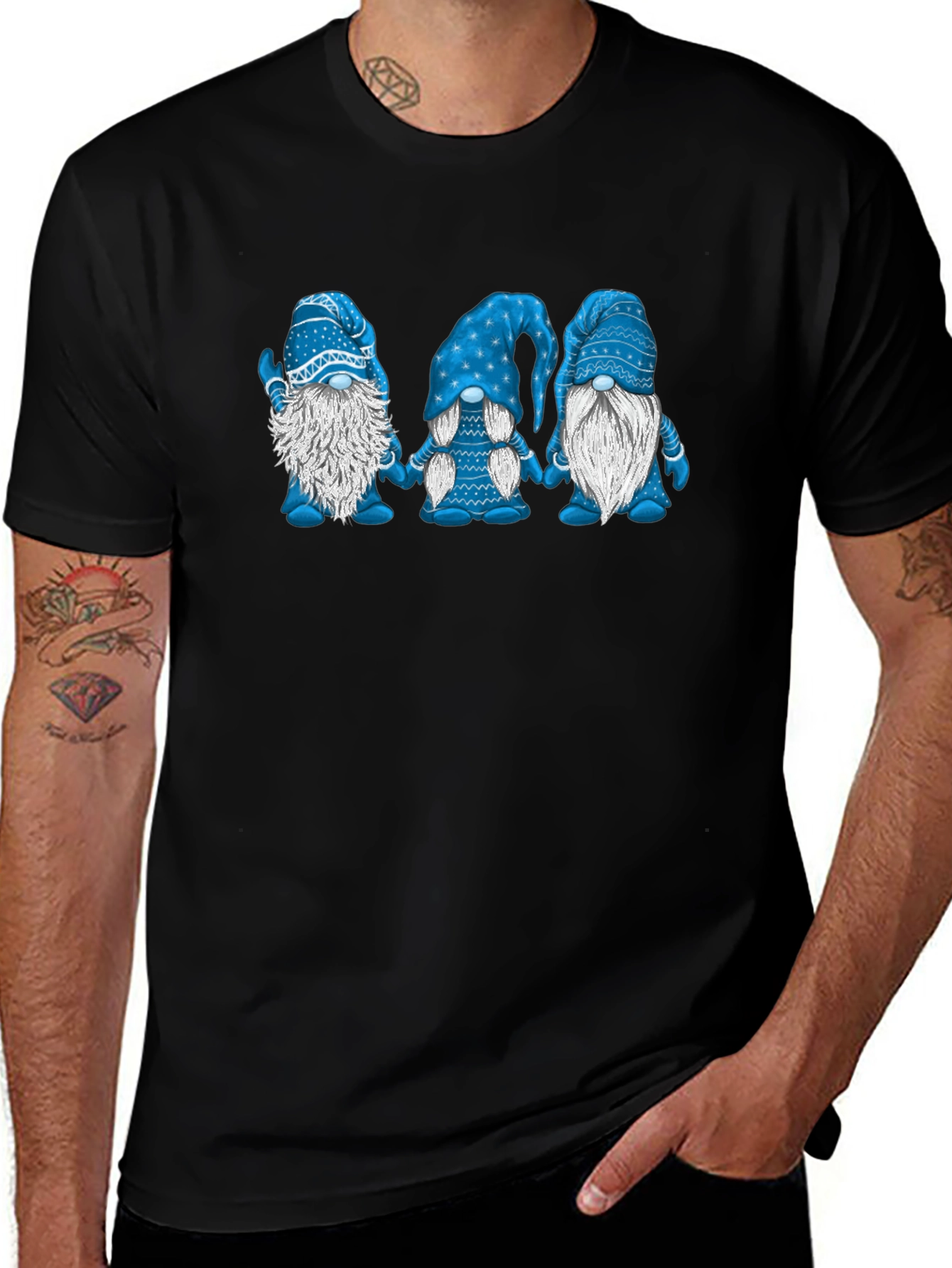 Variant 18 of Gnome T-Shirt: Blue Holiday Gnomes
