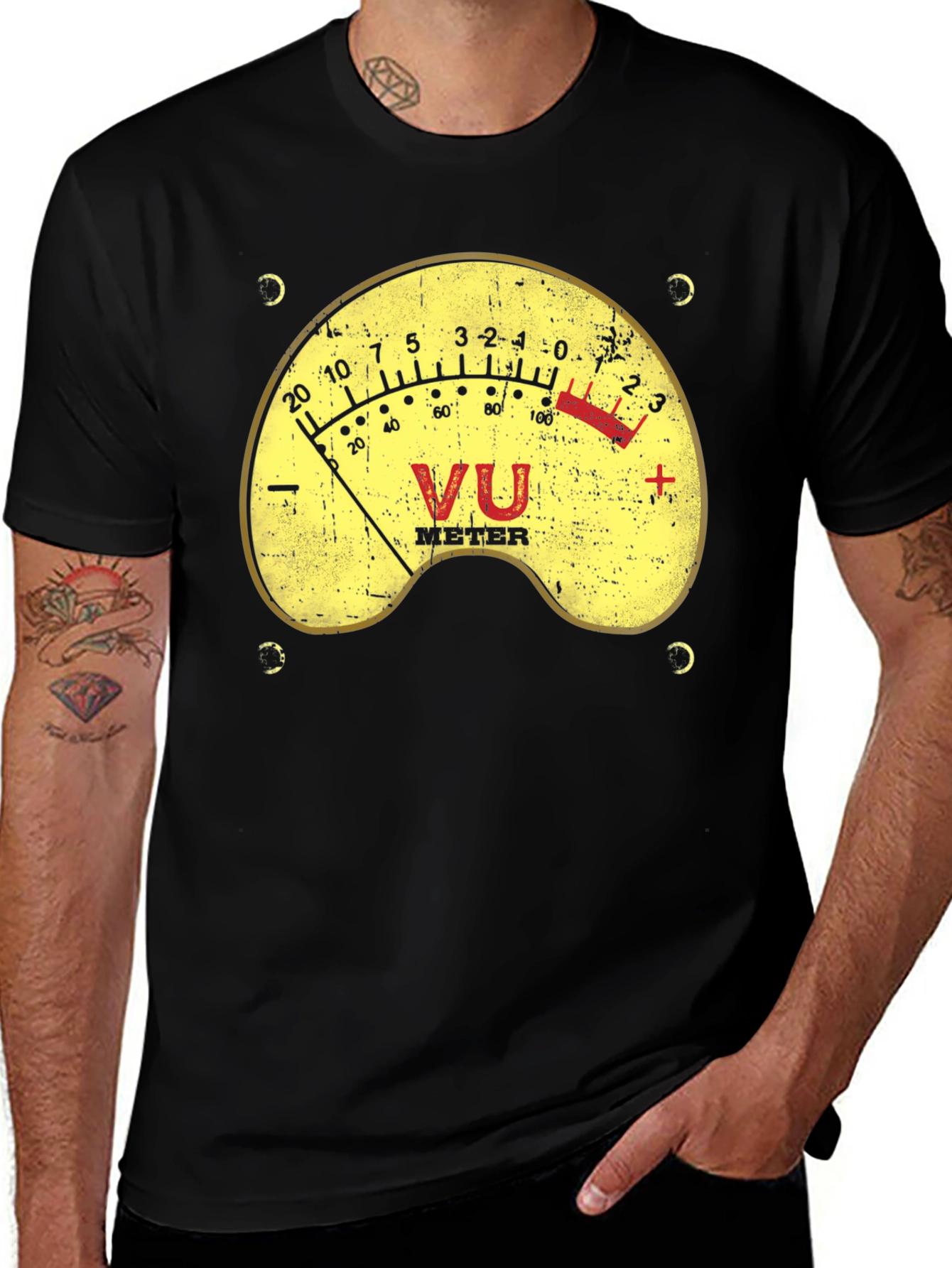 VU Meter Graphic Tee - Vintage Audio Engineer Shirt