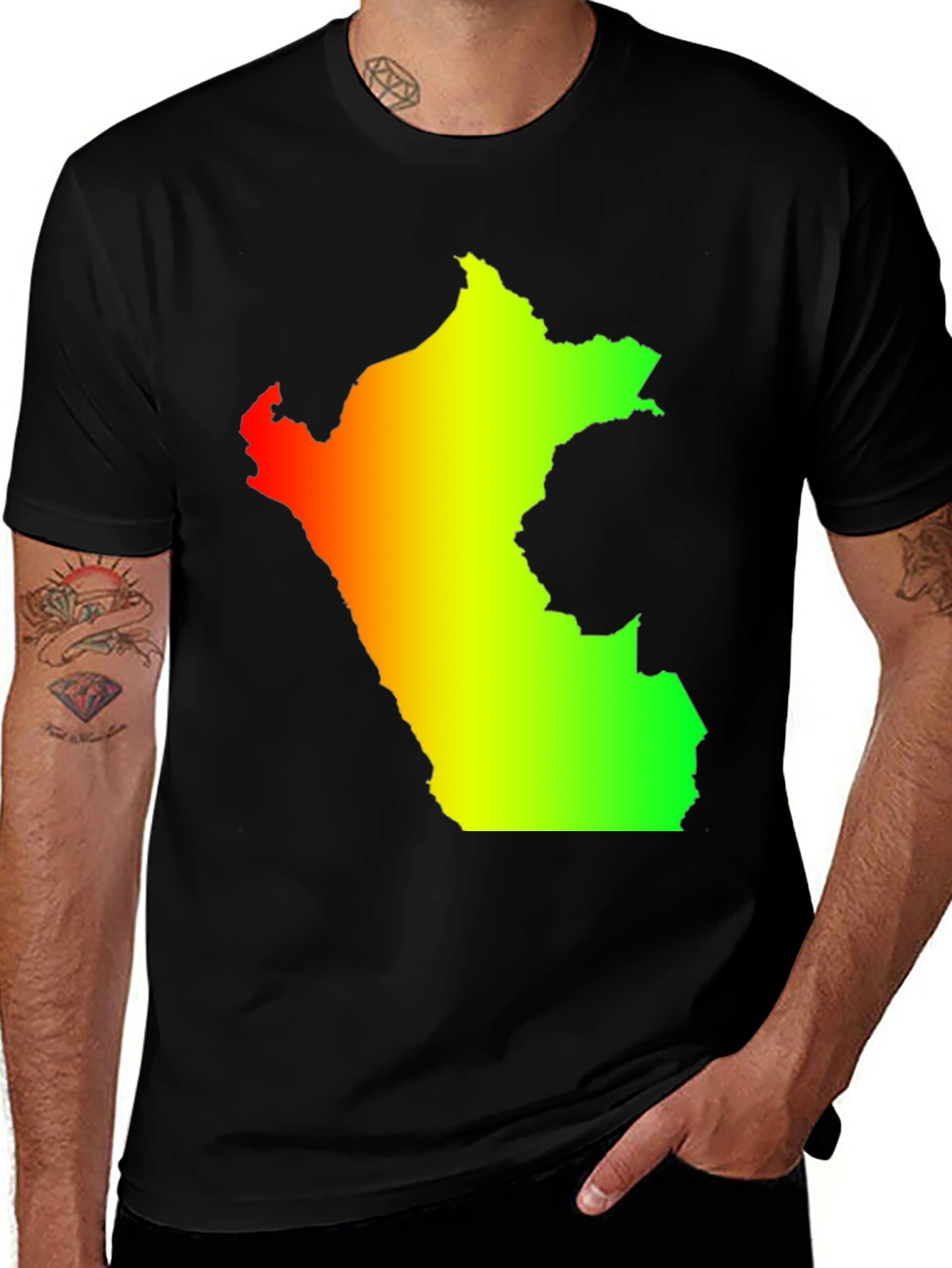 Peru Map Rasta Colors T-Shirt