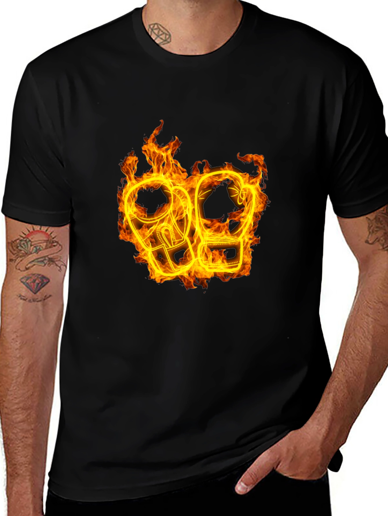 Variant 28 of Fiery Boxing Gloves Graphic Tee