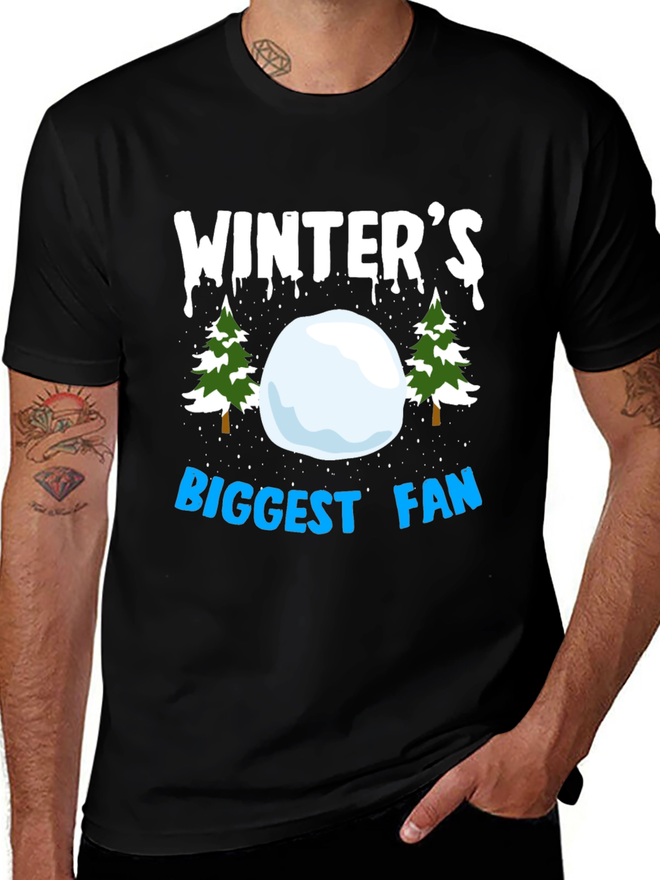 Variant 26 of Winter's Biggest Fan Black Graphic Tee