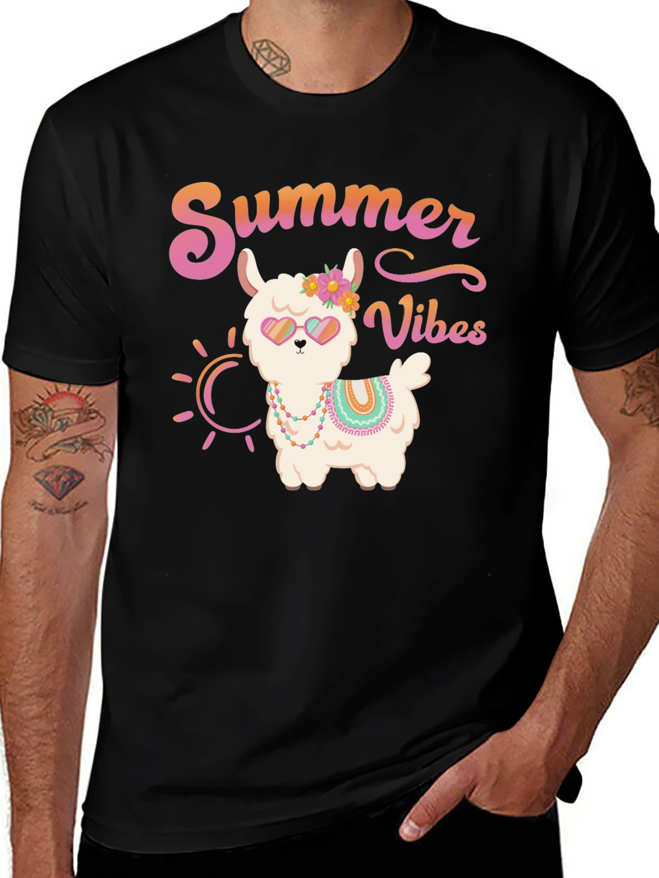 Summer Vibes Llama Graphic Tee