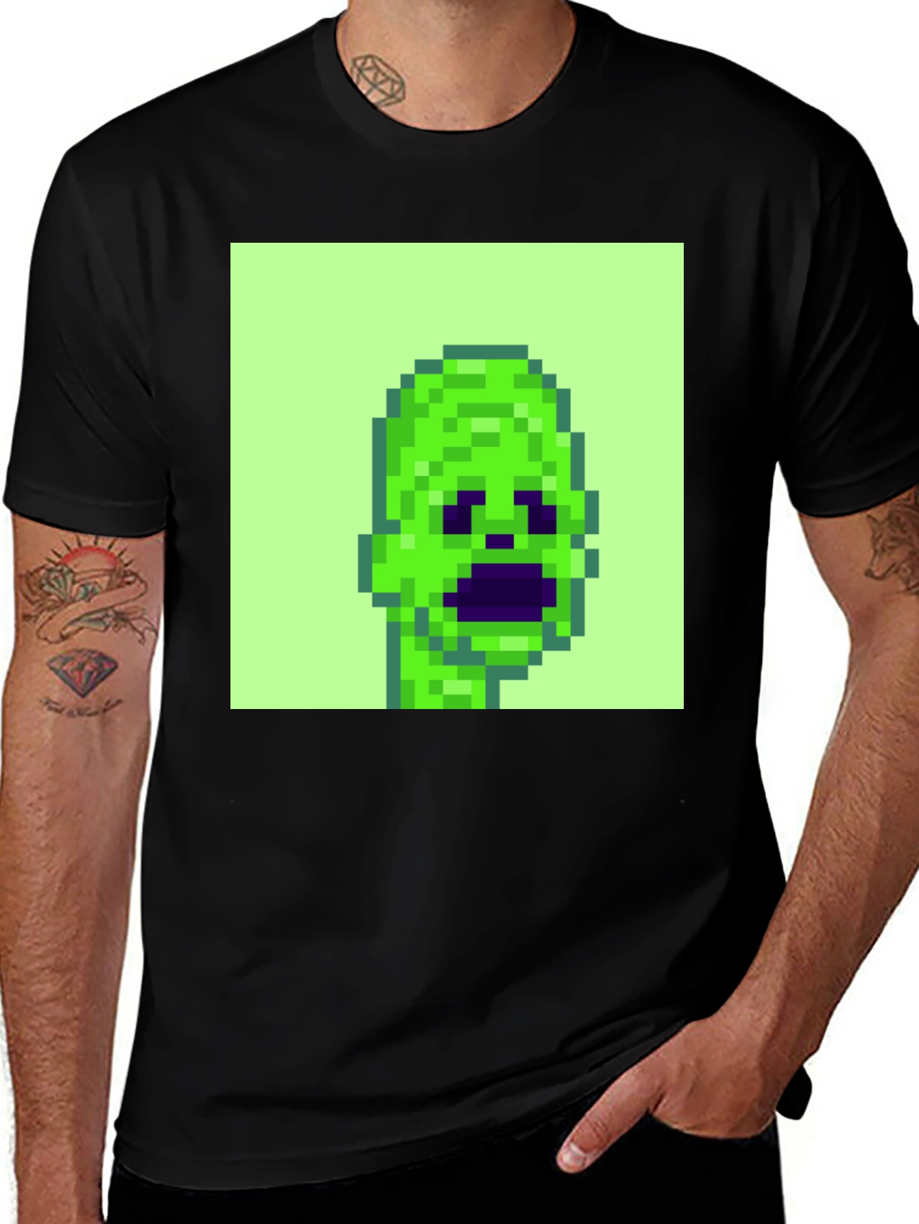 Variant 10 of Pixelated Alien Graphic Tee - Black