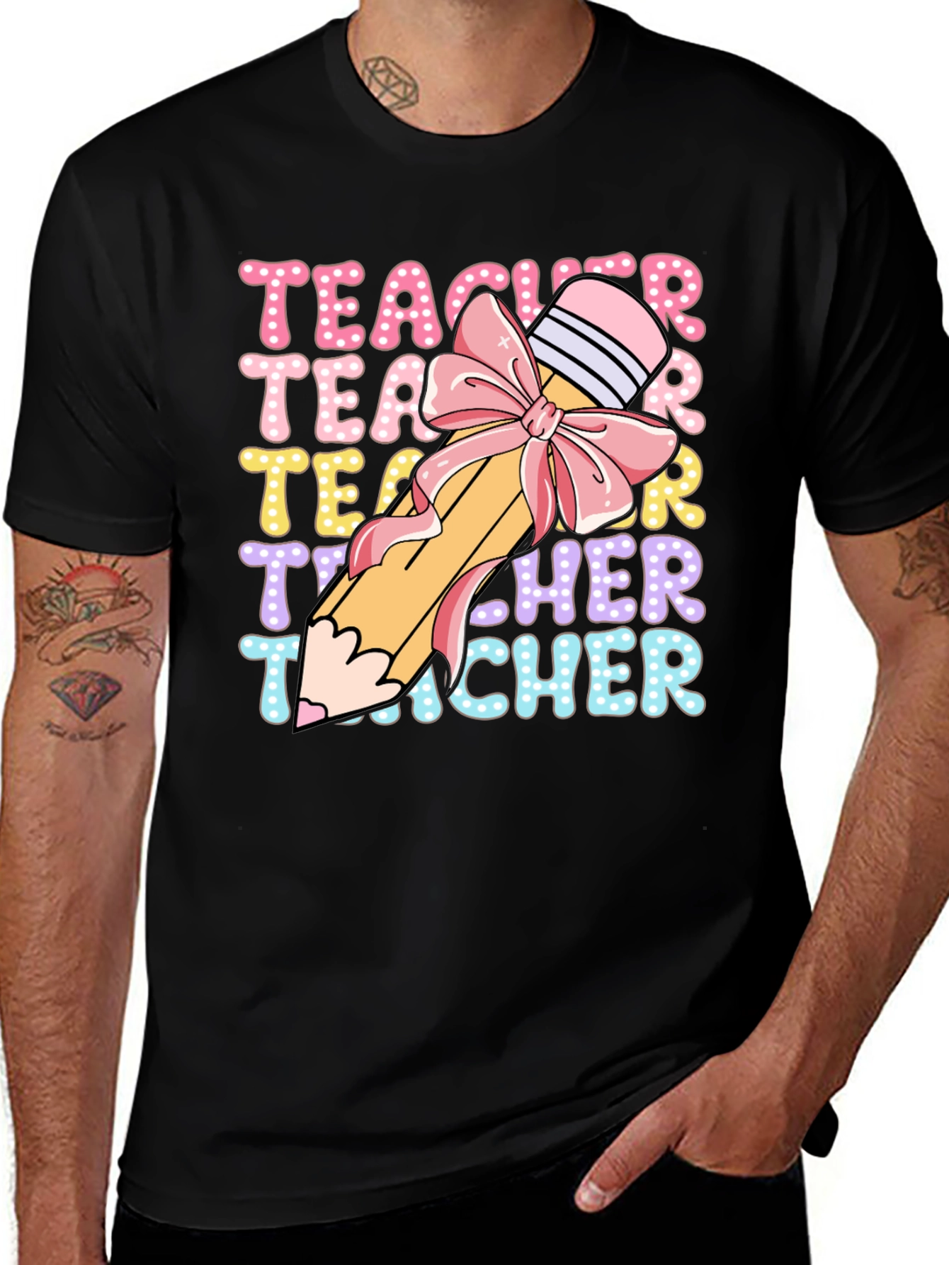 Variant 16 of Teacher Appreciation Pencil Bow T-Shirt