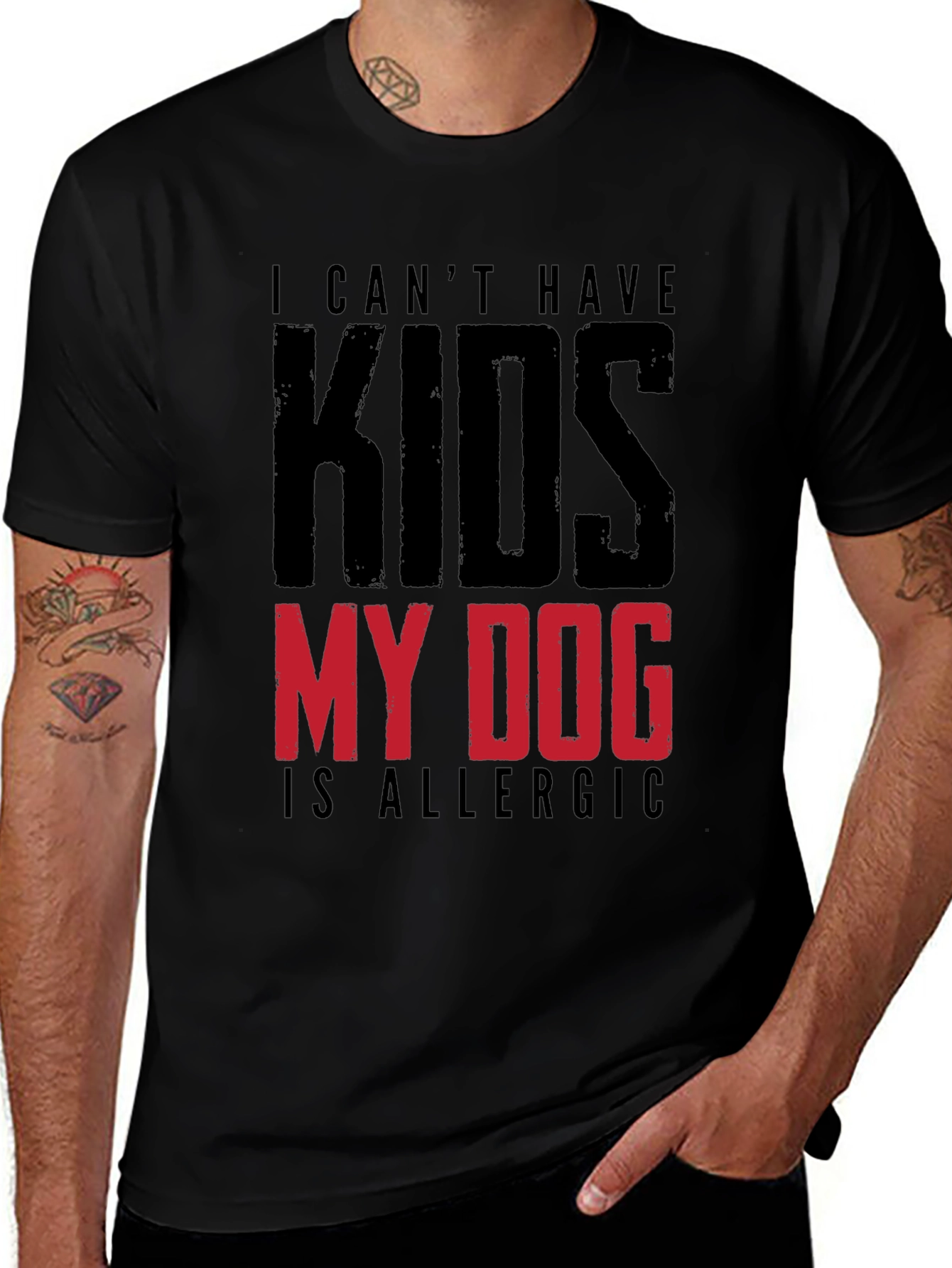 Variant 8 of Funny "My Dog is Allergic to Kids" Graphic Tee