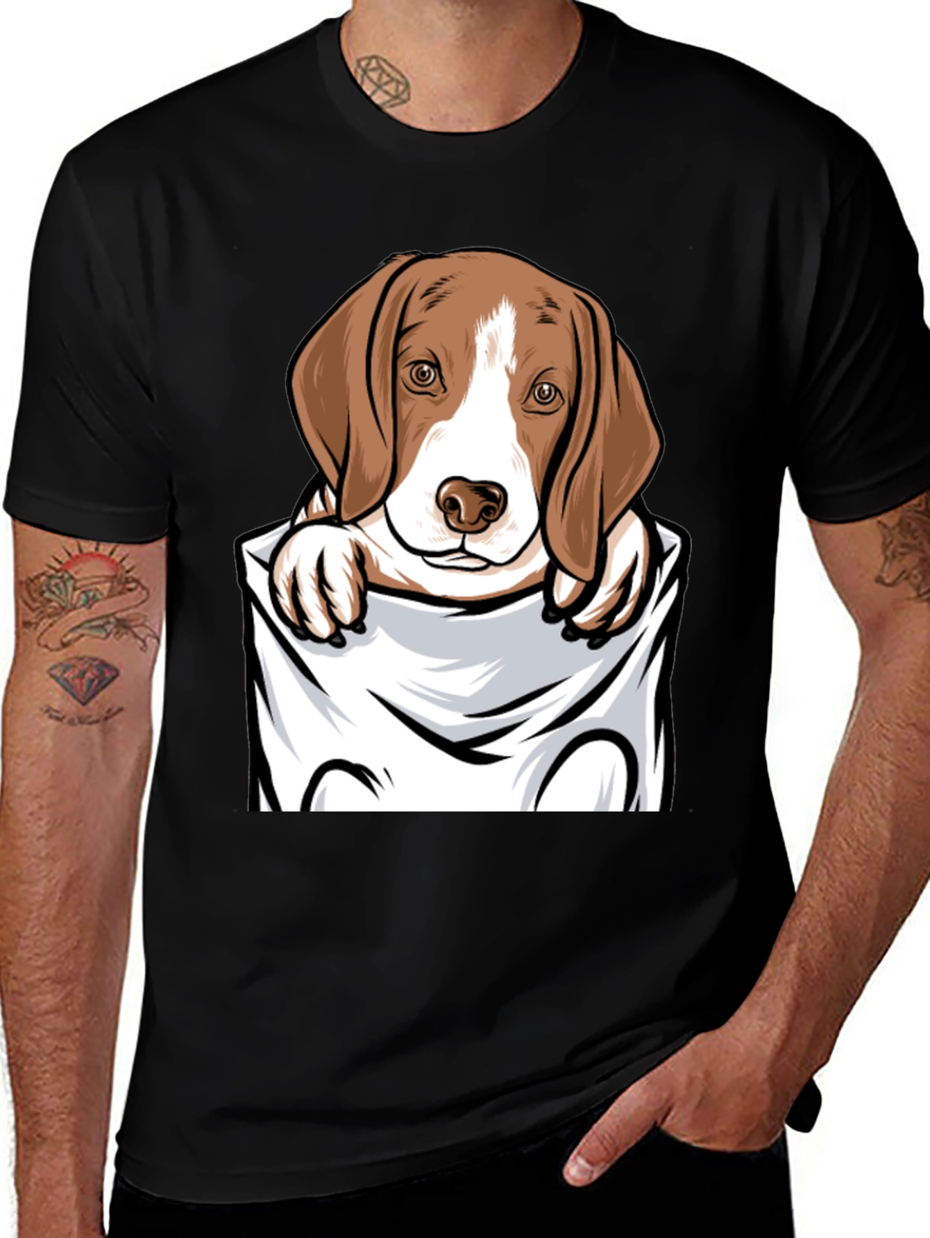 Variant 25 of Dog in Pocket Graphic T-Shirt - Cute Pet Lover Tee
