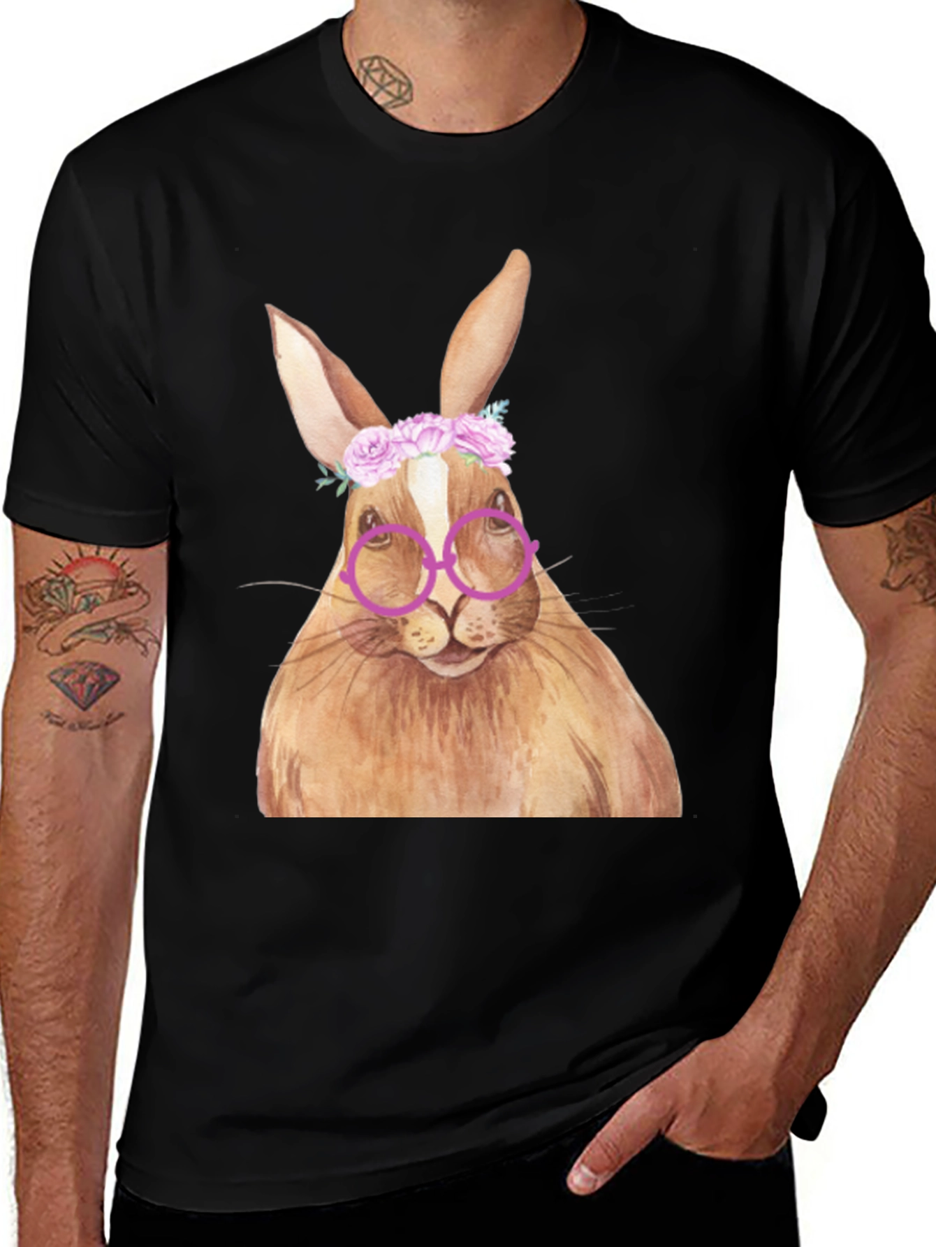 Variant 16 of Bunny with Glasses T-Shirt - Unique Graphic Tee