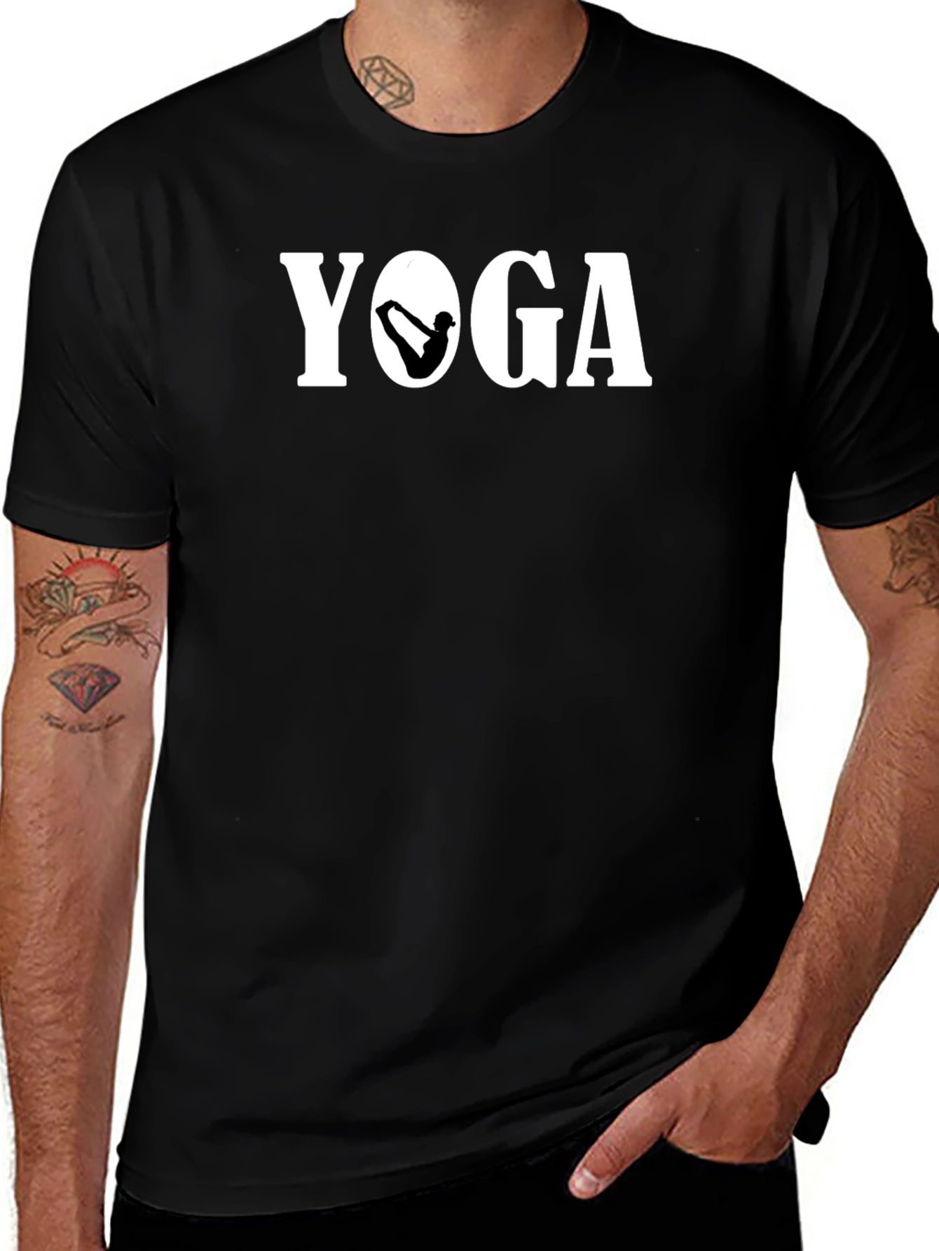 Variant 8 of Yoga Pose Graphic Black T-Shirt for Men