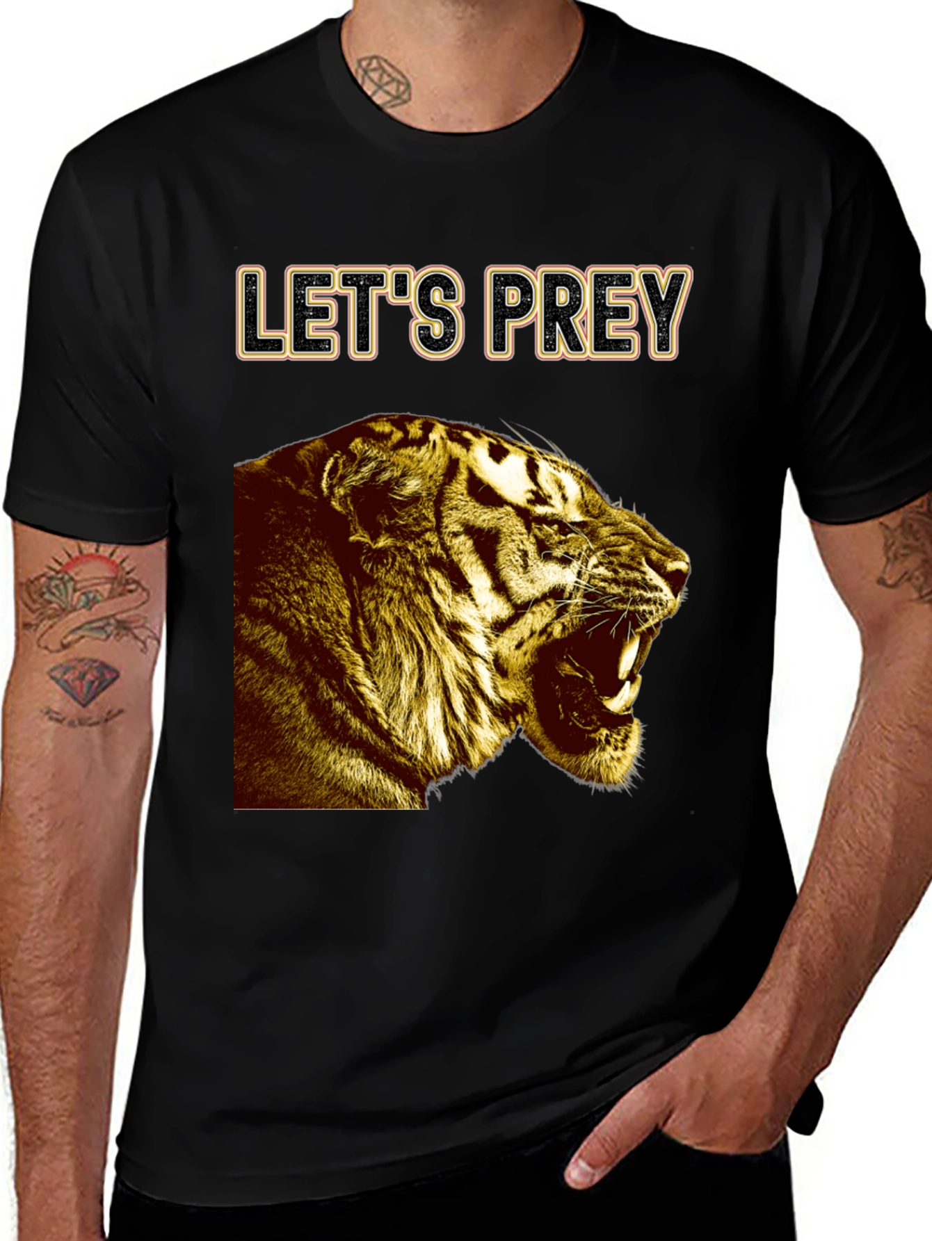 Variant 29 of Let's Prey Tiger Graphic Black T-Shirt
