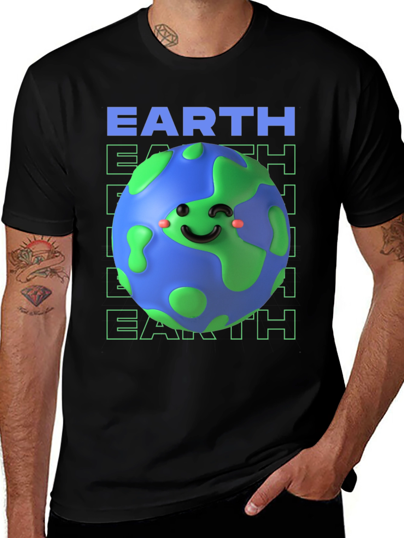 Earth Graphic Tee - Men's Black T-Shirt