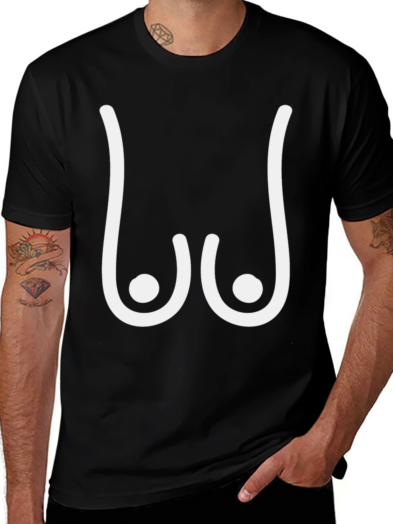 Variant 4 of Funny Boob Outline T-Shirt