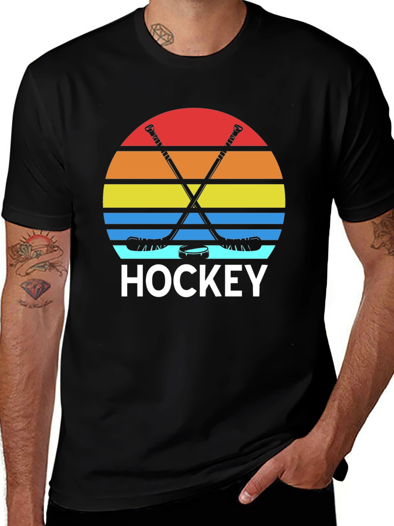 Variant 26 of Retro Hockey Sunset Graphic Tee