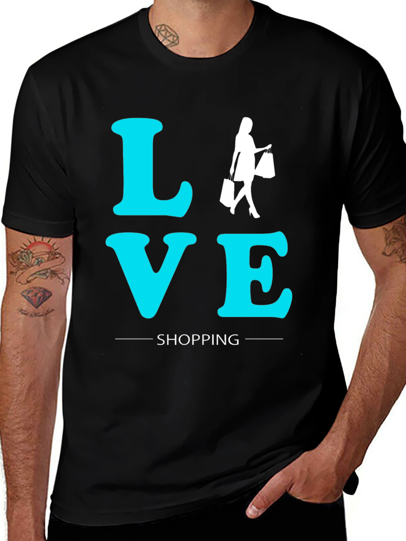 Variant 7 of I Love Shopping T-Shirt - Black Casual Tee