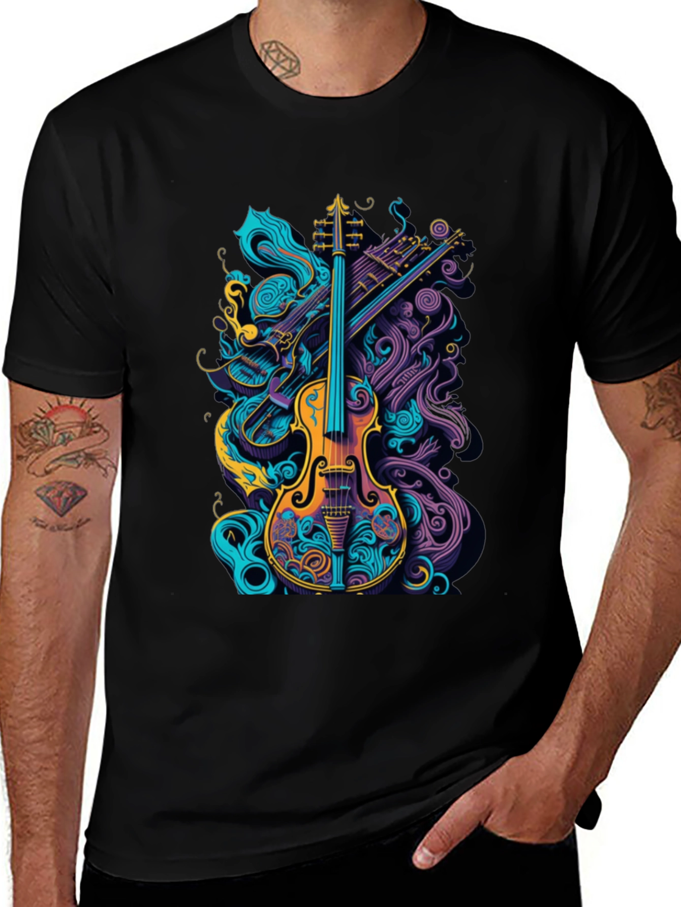 Musical Harmony Tee - Vibrant Violin Design