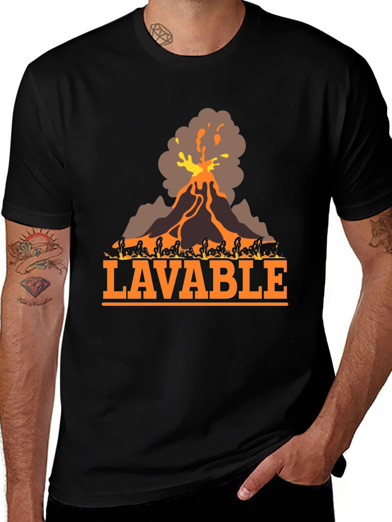 Black Lavable Volcano T-Shirt - Cool Graphic Tee main image