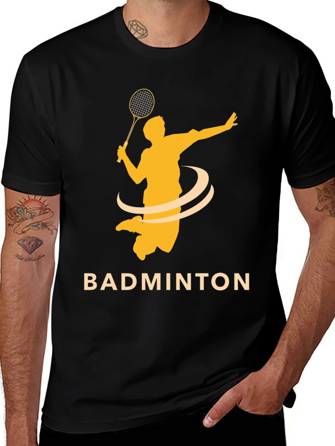 Variant 15 of Badminton Player Graphic T-Shirt