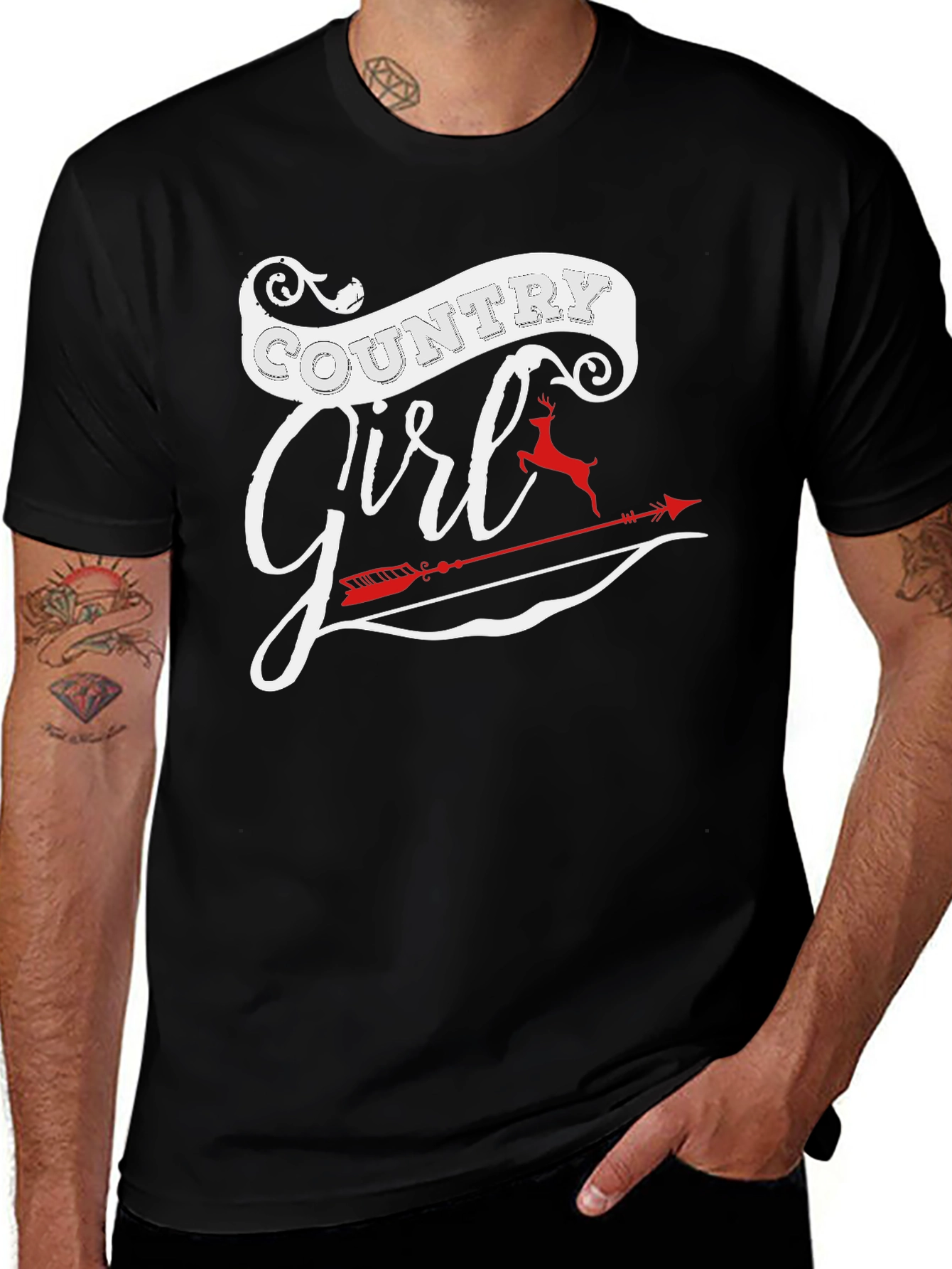 Country Girl Graphic Tee - Black Short Sleeve T-Shirt