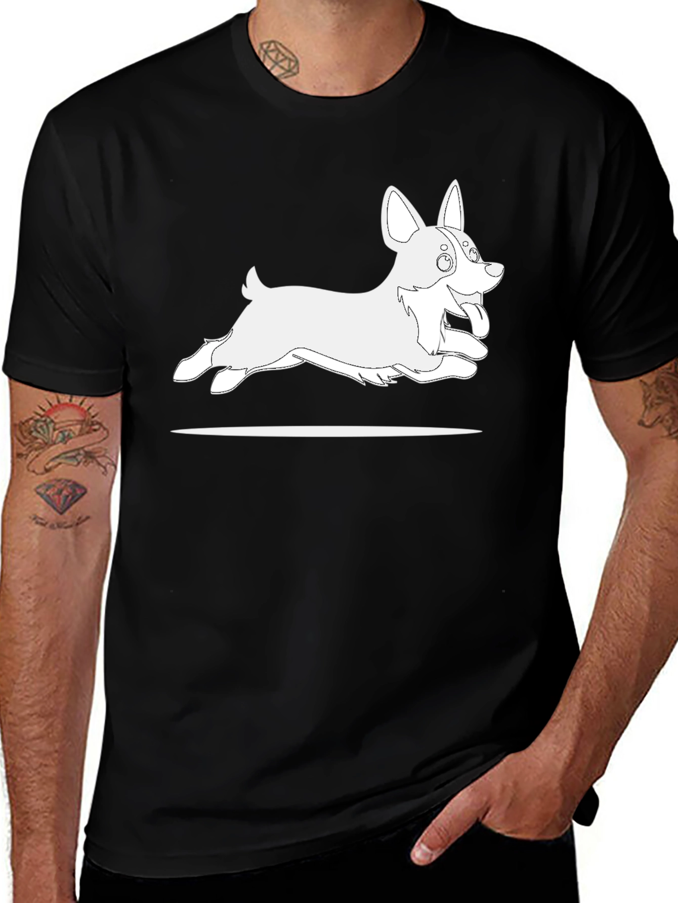 Variant 15 of Black T-Shirt with Cartoon Dog Graphic