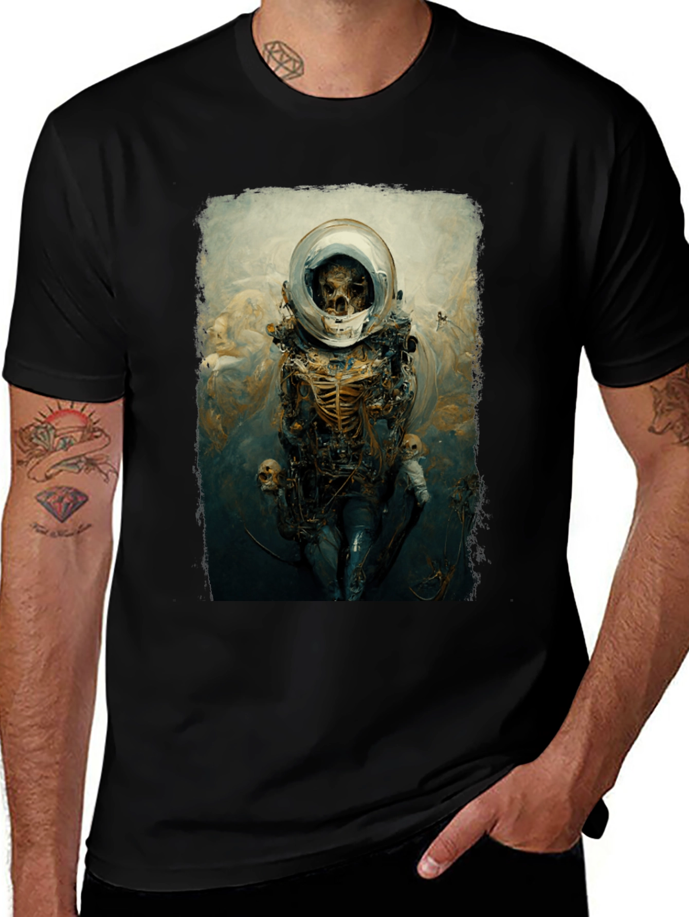 Variant 14 of Skeleton Astronaut Graphic Tee - Black