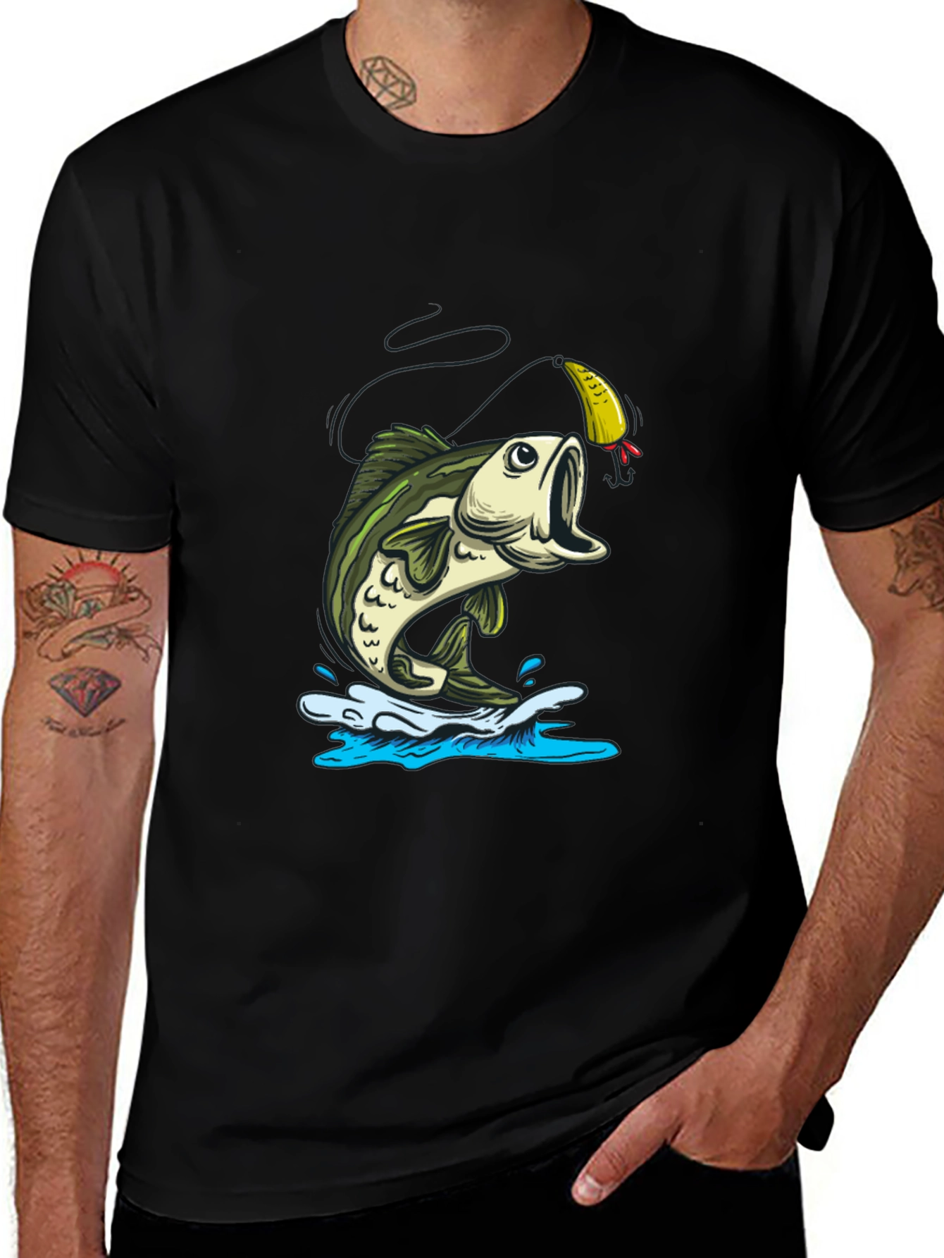 Variant 23 of Bass Fishing Graphic T-Shirt - Angler Design
