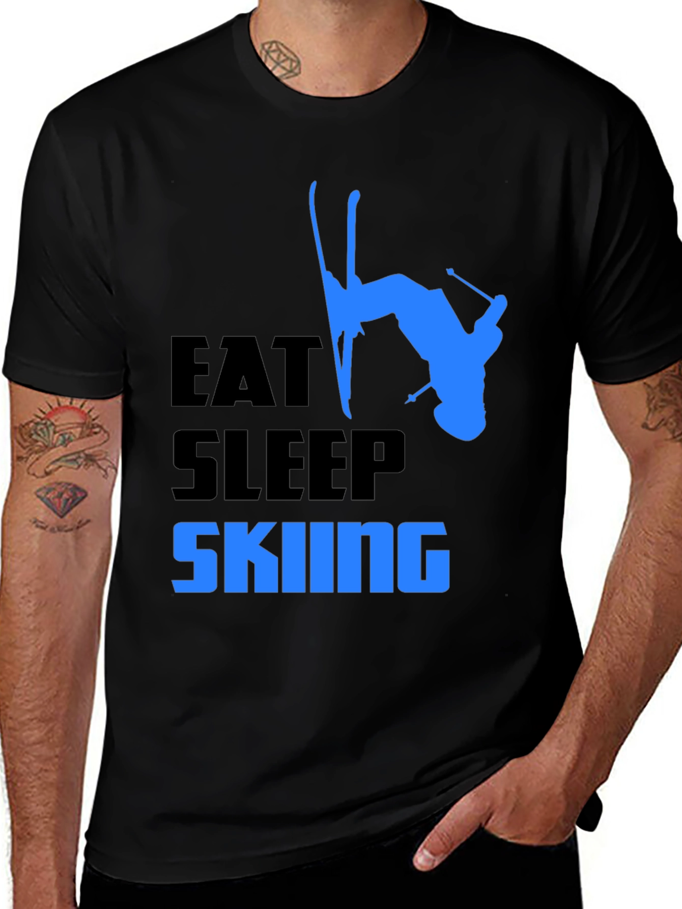 Variant 27 of Eat Sleep Skiing T-Shirt | Black Ski Apparel