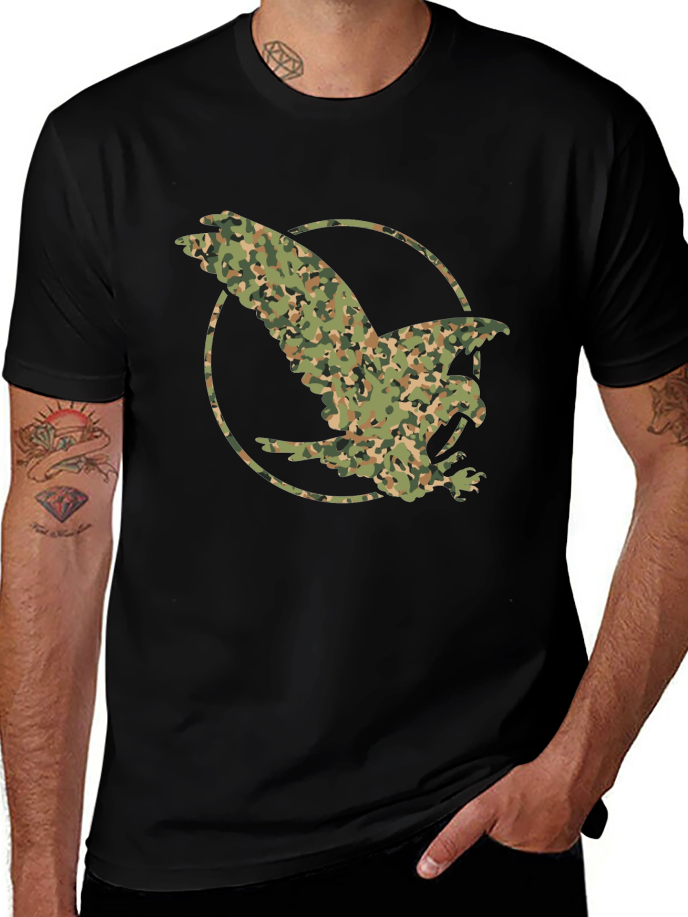 Variant 14 of Camouflage Eagle Graphic Tee - Black