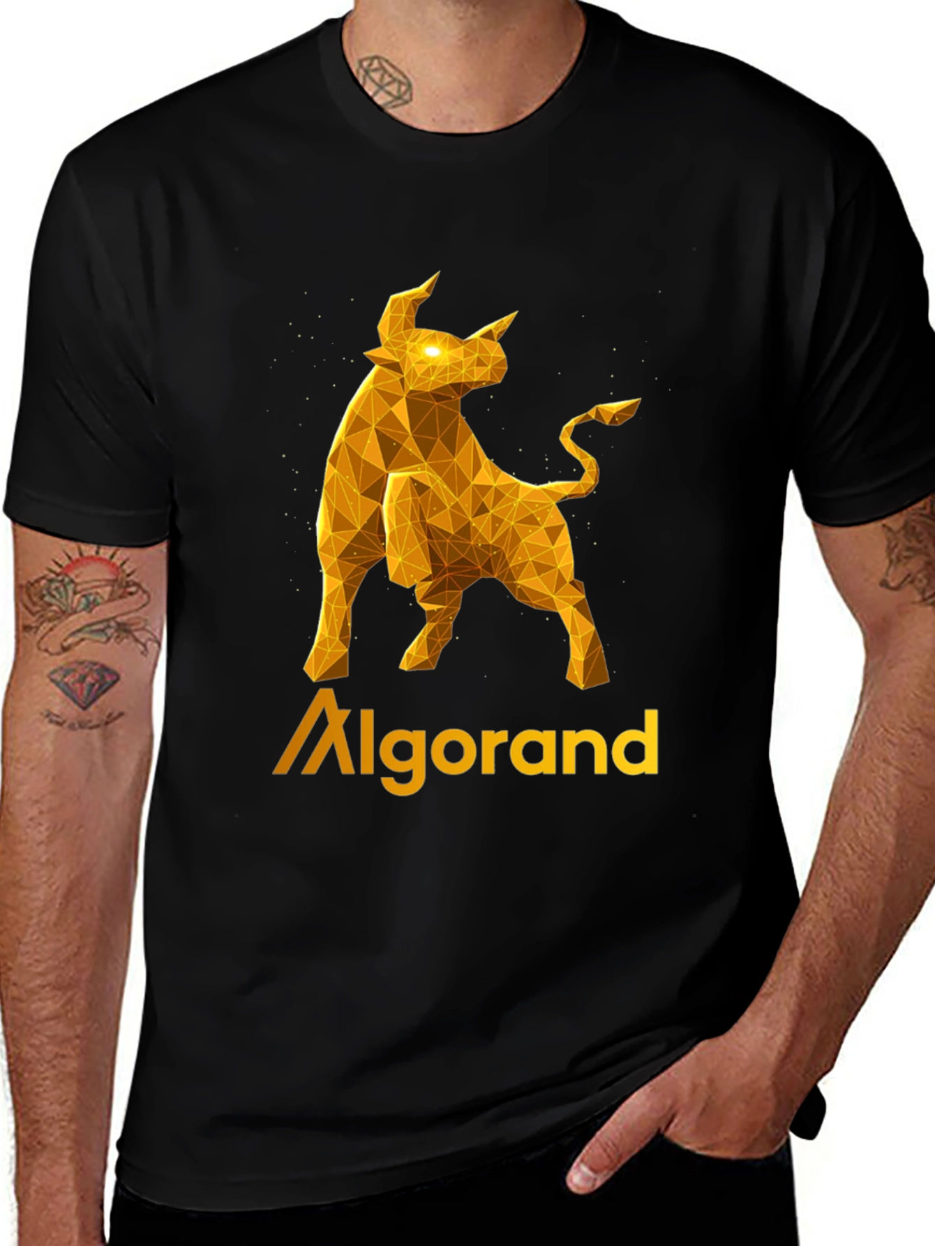 Algorand Bull T-Shirt - Golden Polygon Design